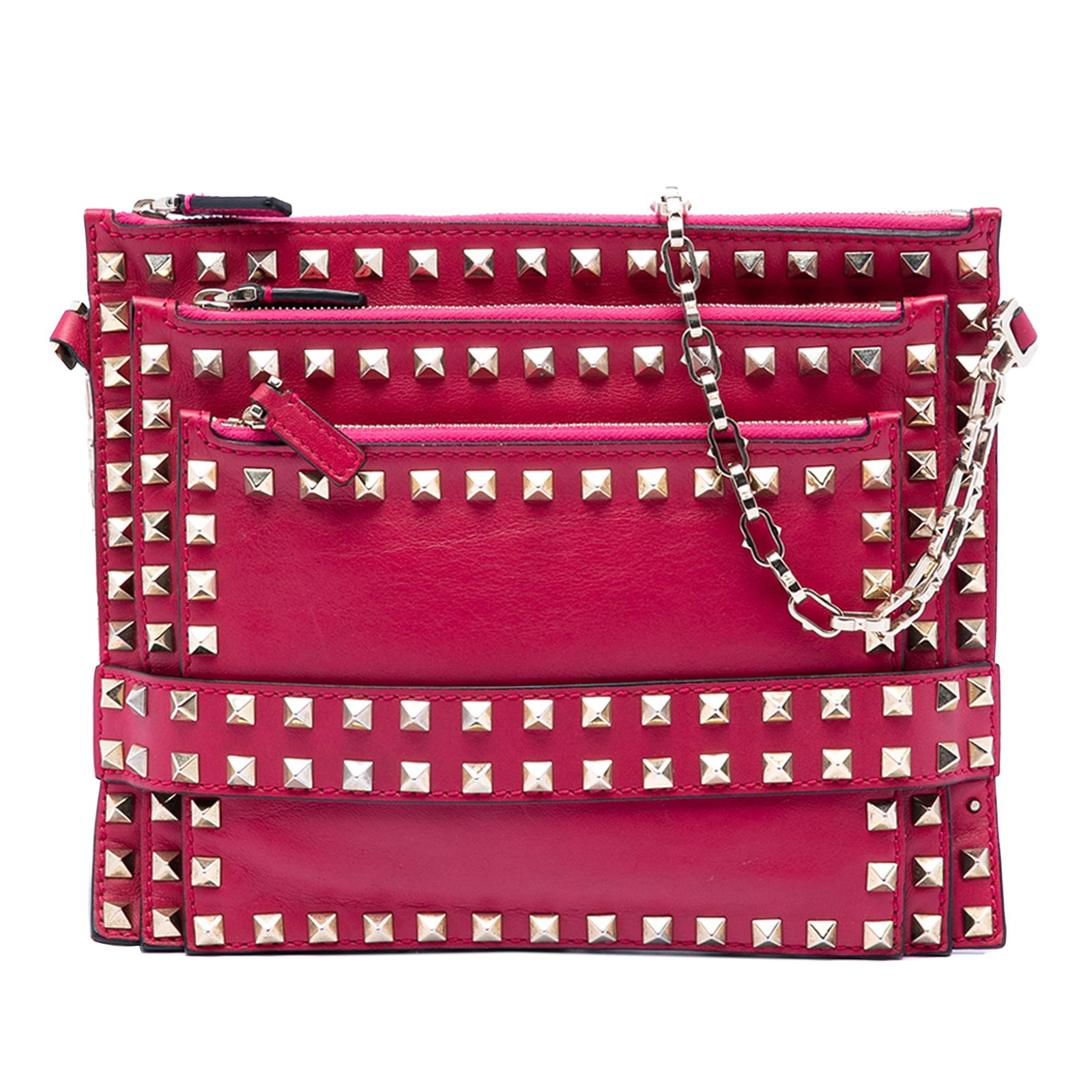 Valentino Rockstud Pink Leather Triple Compartment Crossbody Bag (1 of 8)