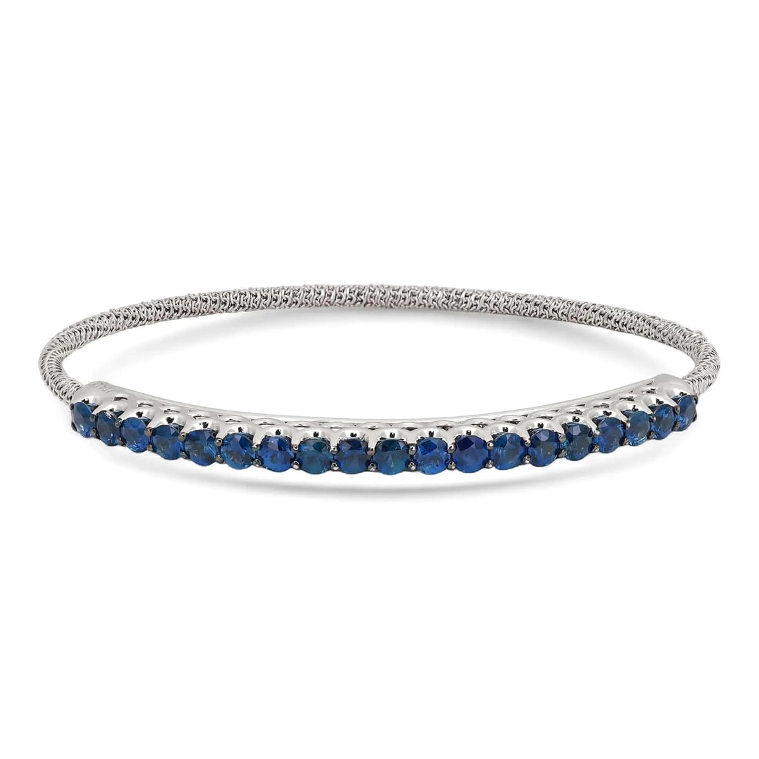 Titanium Spring Bangle in 18K White Gold with 2.60ct Blue Sapphires (1 of 5)