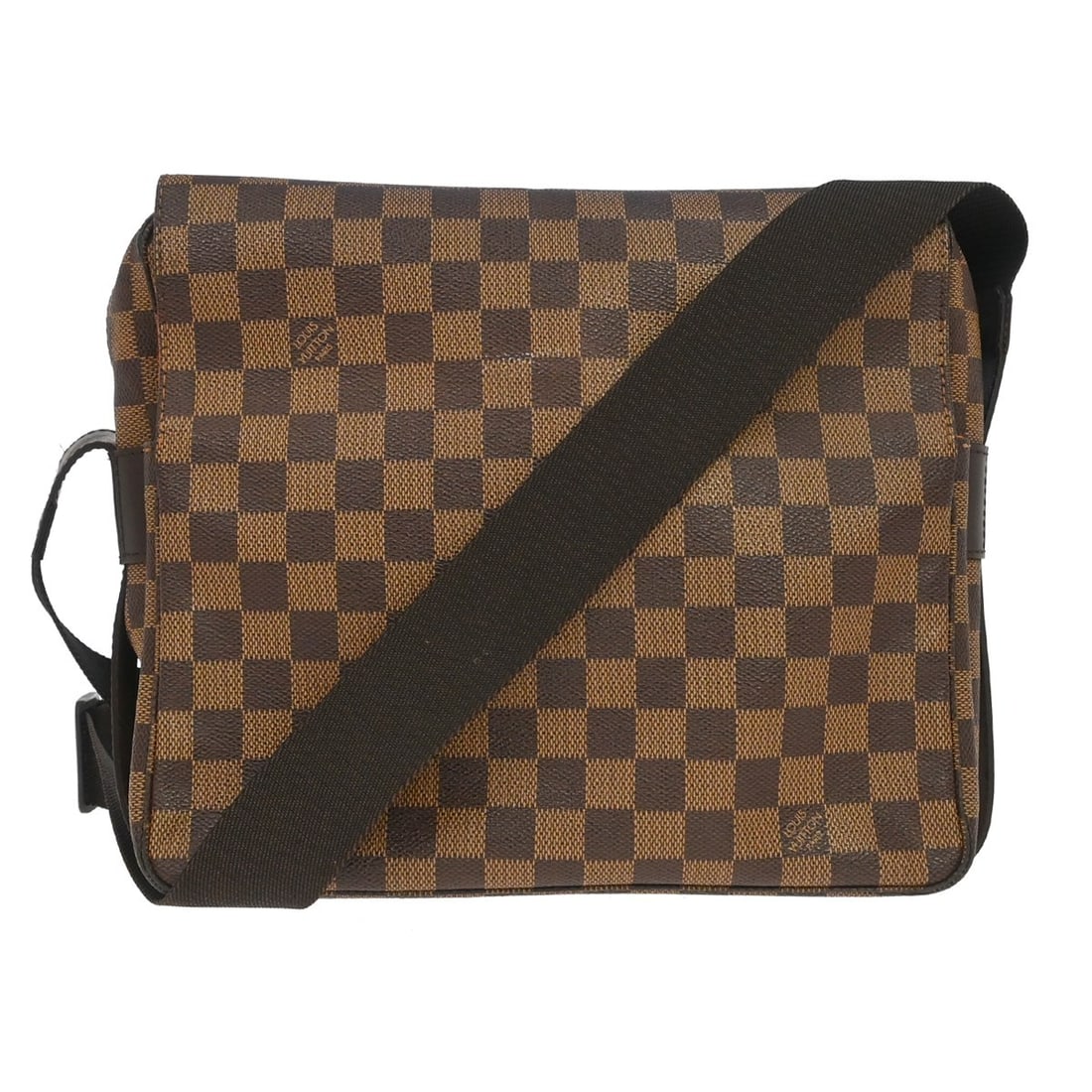 Louis Vuitton Naviglio Damier Ebene Canvas Crossbody Shoulder Bag N45255: Louis Vuitton Naviglio Damier Ebene Canvas Crossbody Shoulder Bag N45255 Vintage Louis Vuitton Naviglio shoulder bag in Damier Ebene canvas with leather trim and a flap magnetic closure. This medium w