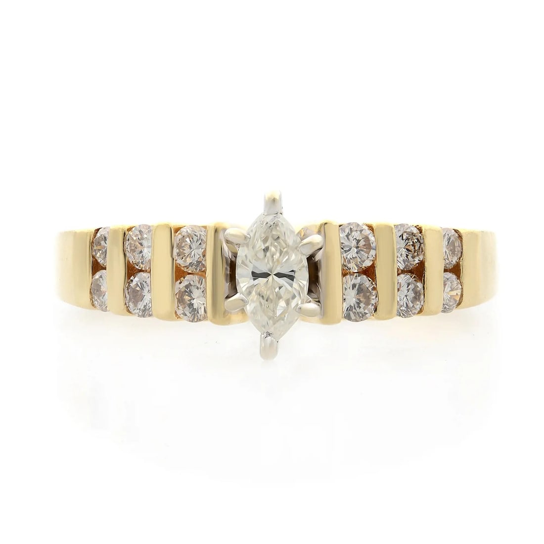 Rachel Koen 0.50Cttw Marquise Diamond Engagement Ring 14K Gold Adjustable Stackable: Rachel Koen 0.50Cttw Marquise Diamond Engagement Ring 14K Gold Adjustable Stackable This stunning engagement ring from Rachel Koen features a captivating center prong-set marquise diamond, elegantly f