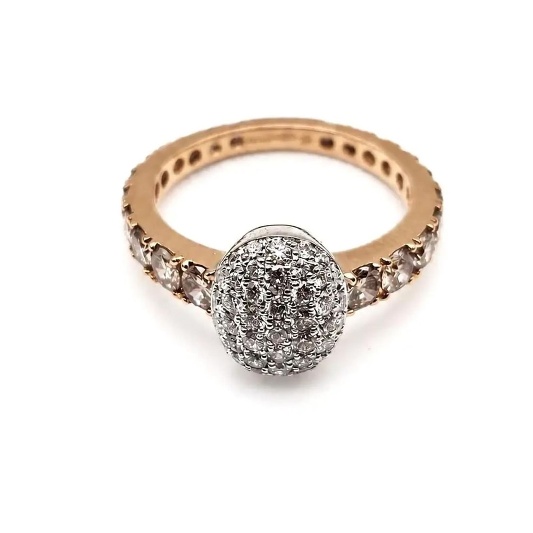 Crivelli Girodito 18K Rose Gold Oval Diamond Cocktail Ring Size 7: Crivelli Girodito 18K Rose Gold Oval Diamond Cocktail Ring Size 7 Crivelli Girodito ring crafted in 18k rose gold, featuring white and brown natural diamonds in an oval design. The center is adorned w