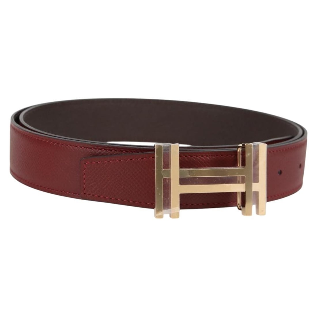Hermes Constance Leather Belt 48 Inch Wine Red France (1 of 11)