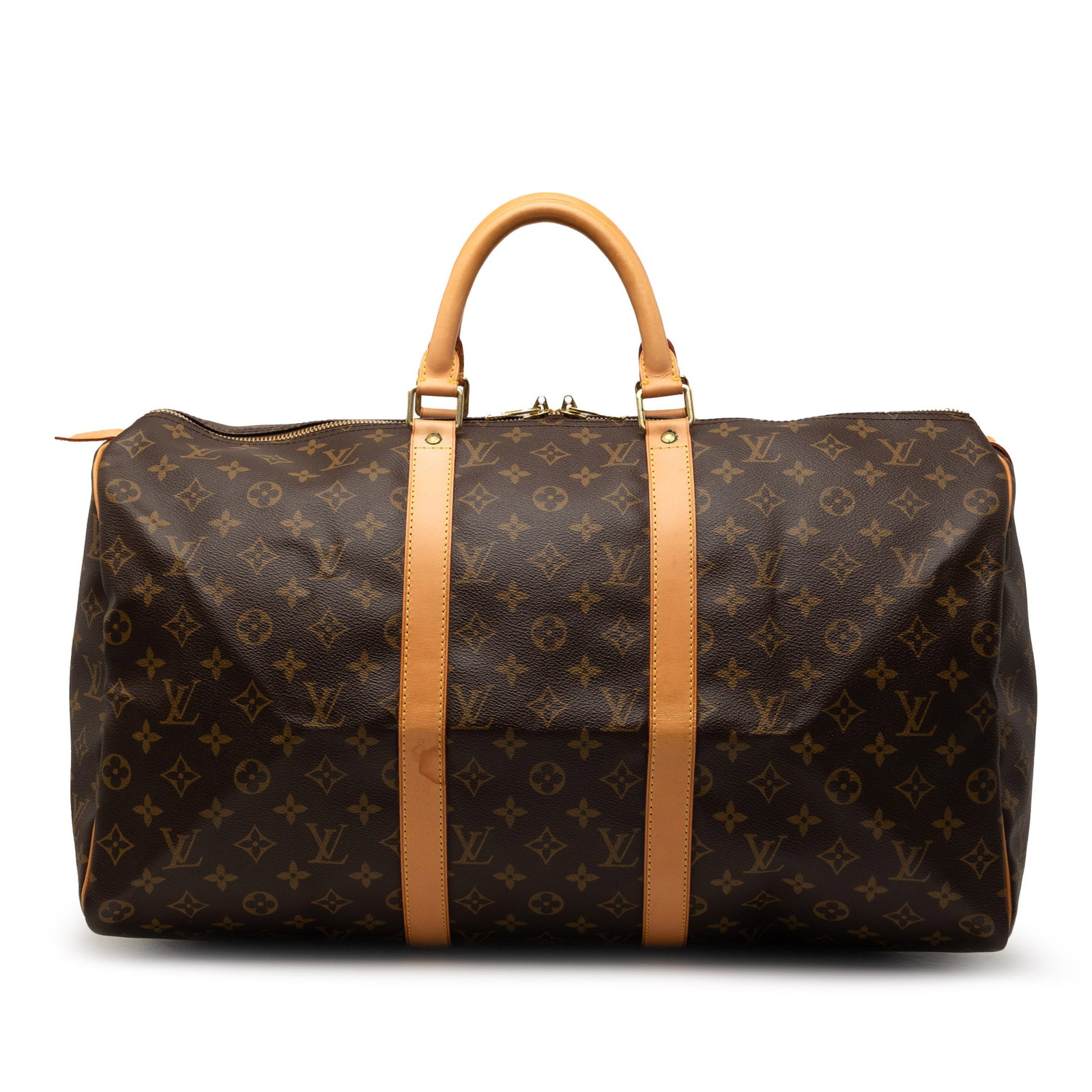 Louis Vuitton Keepall 50 Monogram Canvas Travel Bag with Leather Trim (1 of 8)