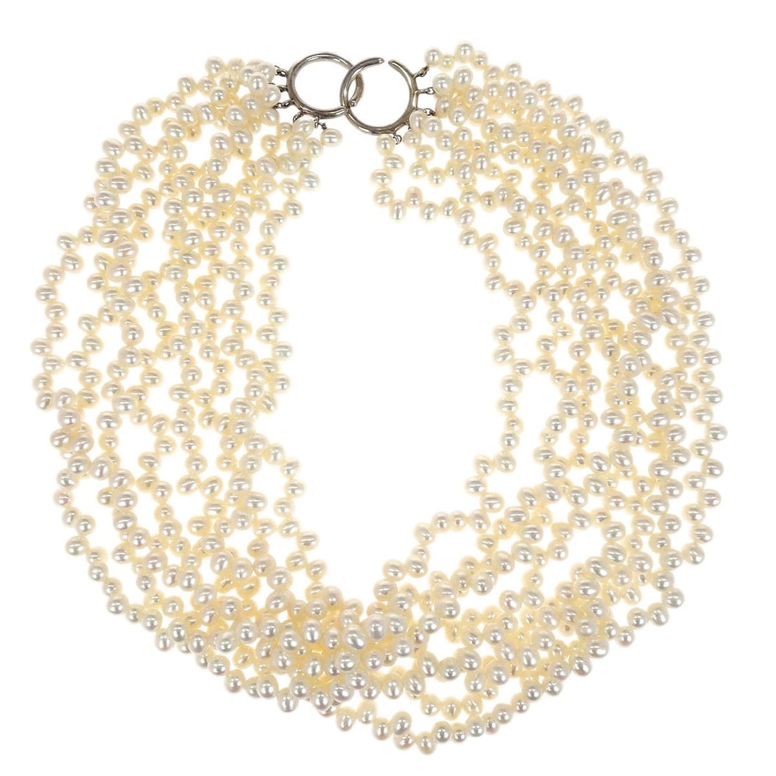 Tiffany Co Paloma Picasso Torsade Pearl Necklace in 925 Silver: Tiffany Co Paloma Picasso Torsade Pearl Necklace in 925 Silver Paloma Picasso Torsade necklace by Tiffany & Co., crafted in SV925 silver with freshwater pearls. This chain-style necklace is presented 