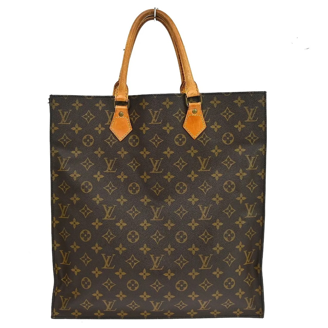 Louis Vuitton Sac Plat NM Brown Canvas Handbag: Louis Vuitton Sac Plat NM Brown Canvas Handbag Louis Vuitton Sac Plat NM in brown canvas. This tote-style bag is made in France and shows fair overall condition with visible wear. Noted condition issu