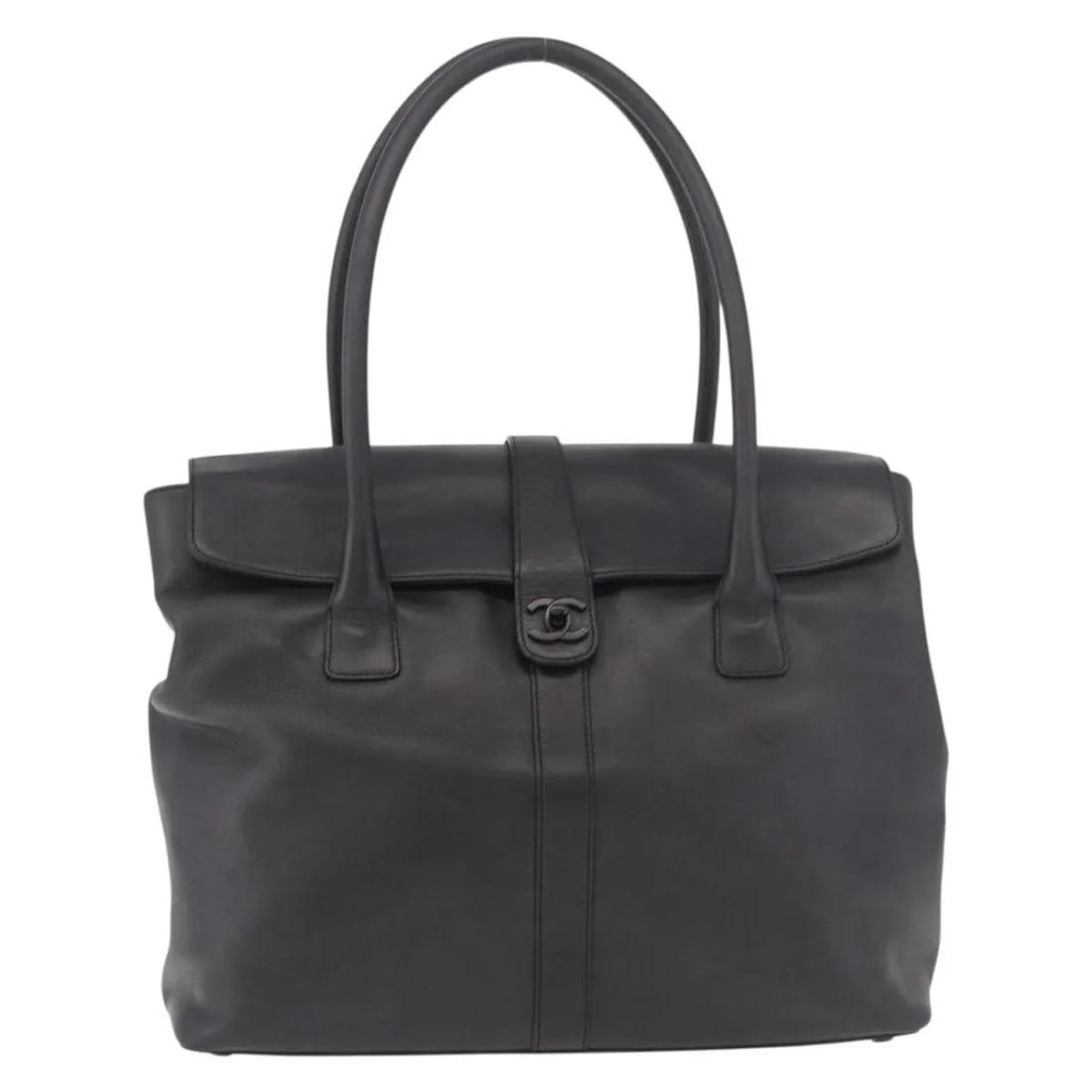 Chanel Vintage CC Turnlock Calfskin Satchel Black: Chanel Vintage CC Turnlock Calfskin Satchel Black Vintage CC Turnlock Satchel in black calfskin with a fair overall condition. The bag shows deformation, light wear, light marks, light scratching, and