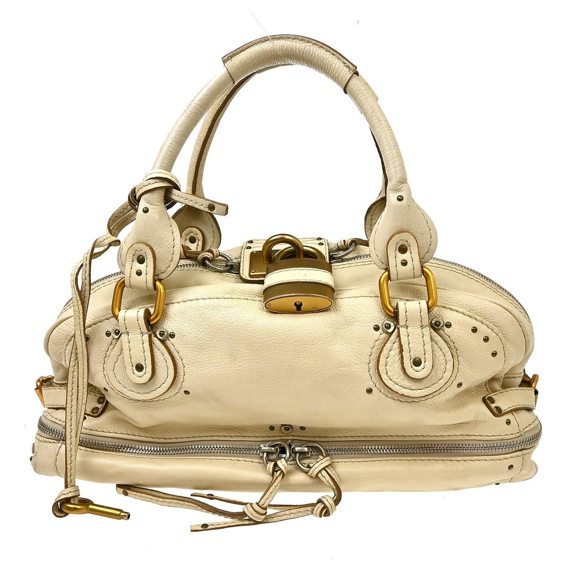 Chloe Paddington Ivory Leather Top Handle Bag with Padlock Key (1 of 16)