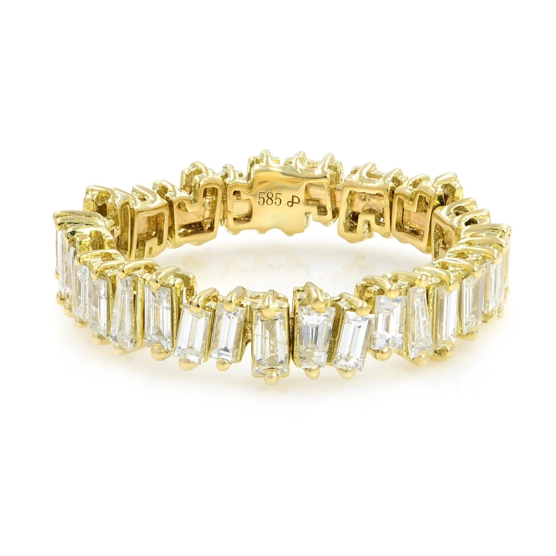 Rachel Koen 14K Yellow Gold Baguette Diamond Eternity Band 0.67cttw Size 7 (1 of 7)