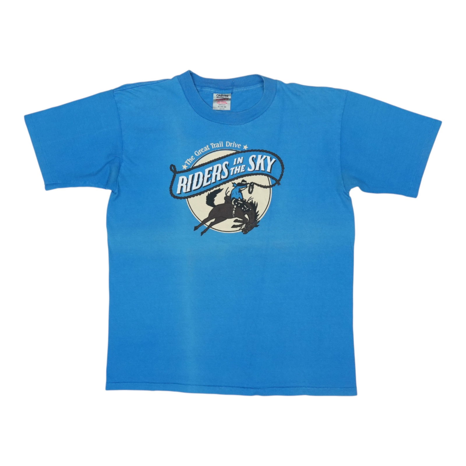 Vintage 1980s blue cotton Riders In The Sky graphic T-shirt size XL (1 of 7)