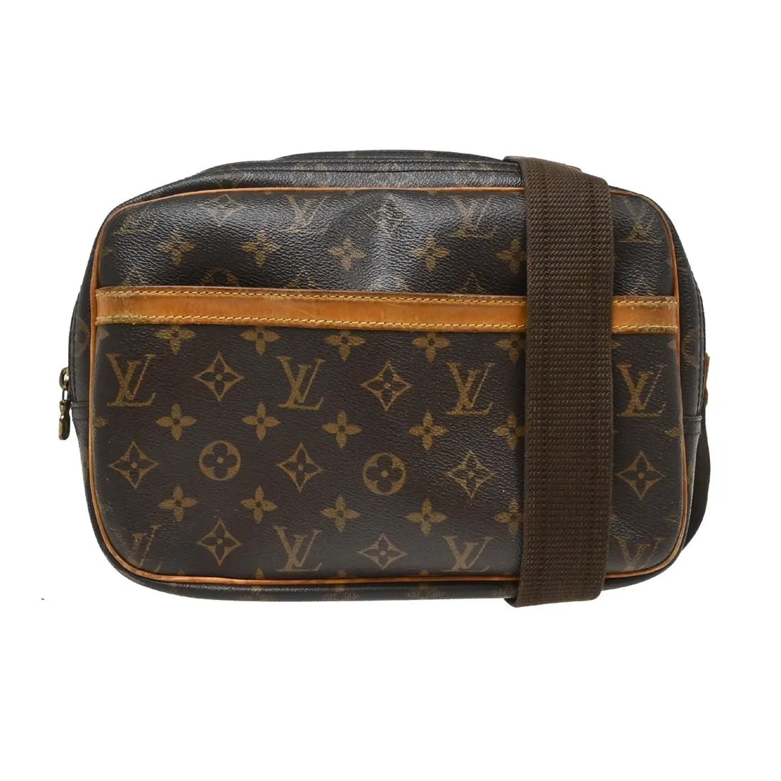 Louis Vuitton Reporter Monogram Canvas Shoulder Bag Brown: Louis Vuitton Reporter Monogram Canvas Shoulder Bag Brown Louis Vuitton Reporter in brown monogram canvas. This unisex bag is made in France and is presented in fair condition with visible wear throug