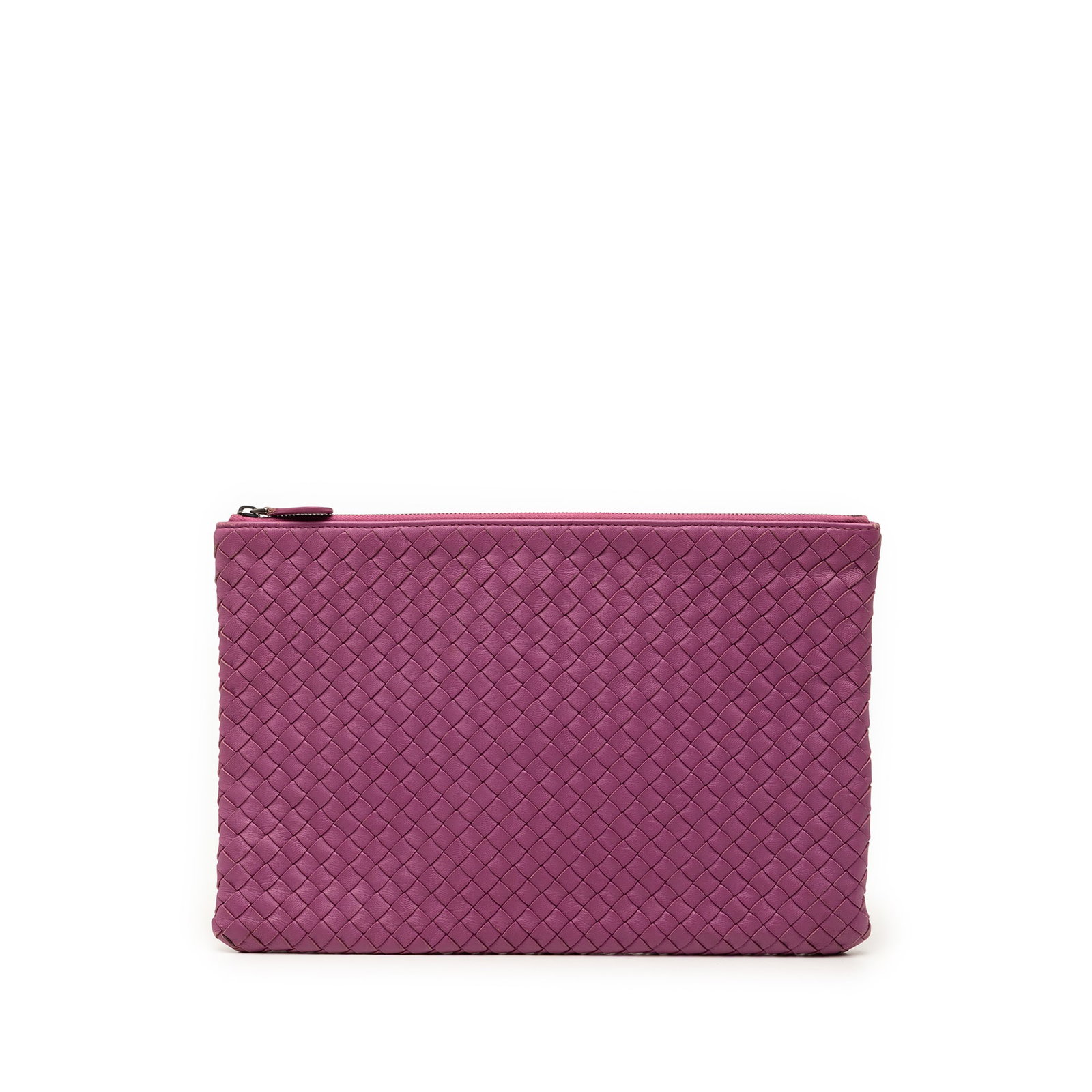 Bottega Veneta woven leather zip clutch purple (1 of 7)