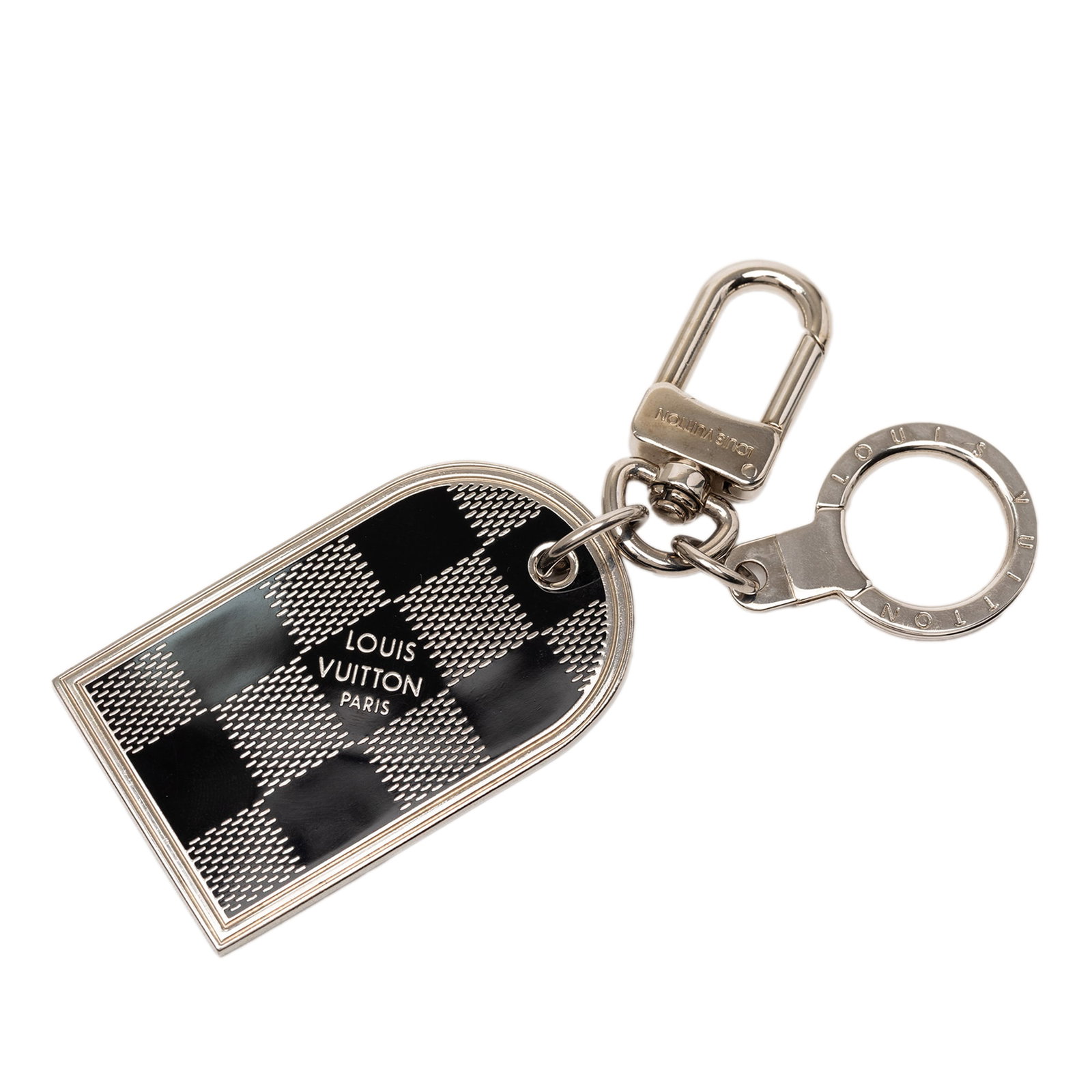 Louis Vuitton Damier silver-tone key holder charm (1 of 6)