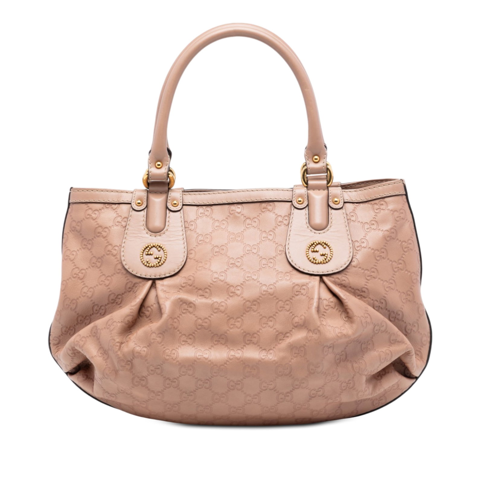 Gucci Guccissima Scarlett Brown Embossed Leather Tote Bag: Gucci Guccissima Scarlett Brown Embossed Leather Tote Bag This Scarlett tote bag features an embossed leather exterior in brown, rolled leather handles, a top magnetic snap button closure, and interio
