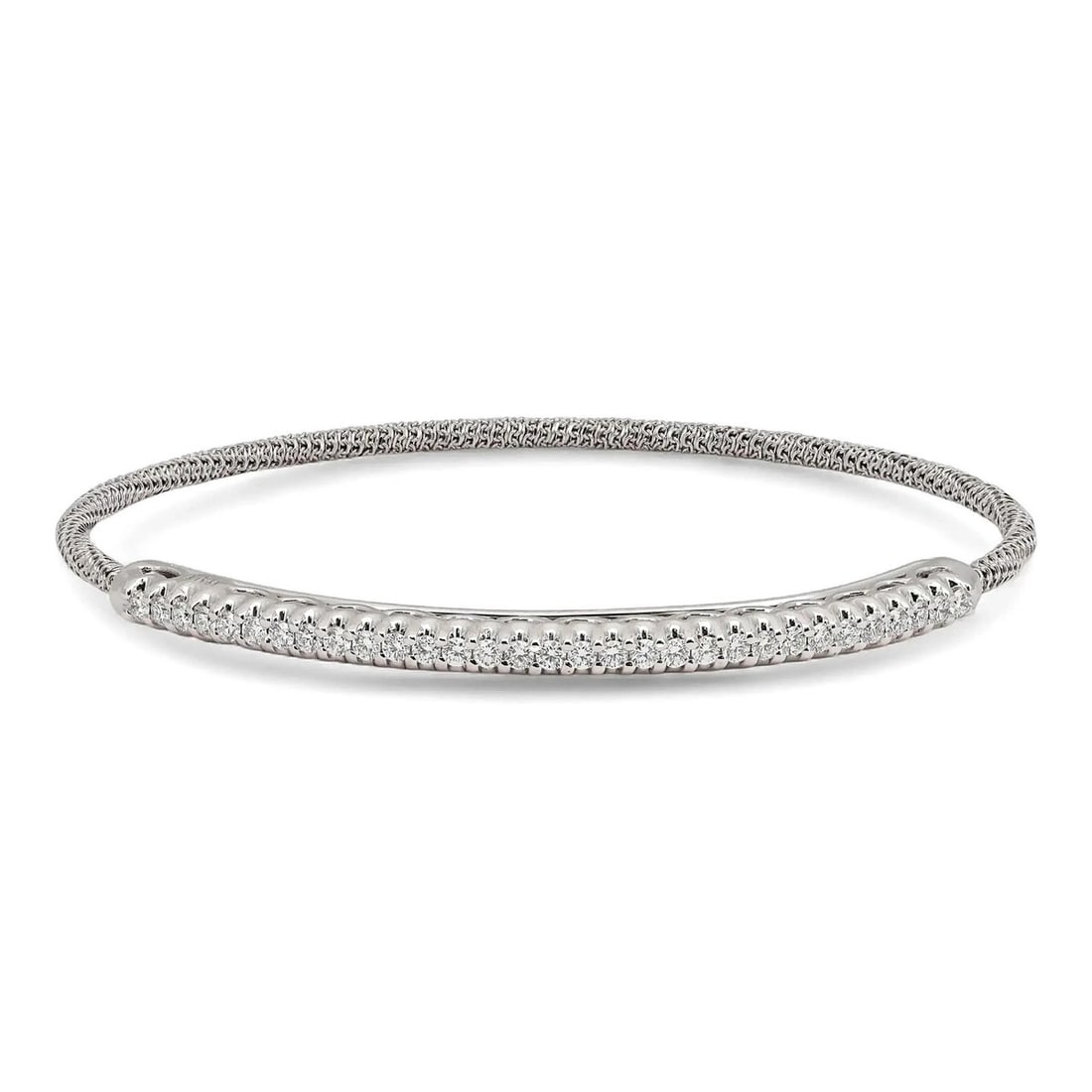 Giovanni Ferraris 18K White Gold Titanium Diamond Spring Bangle Bracelet: Giovanni Ferraris 18K White Gold Titanium Diamond Spring Bangle Bracelet Pre-owned Giovanni Ferraris bangle bracelet with a sleek titanium spring design and a refined row of round brilliant cut diamon
