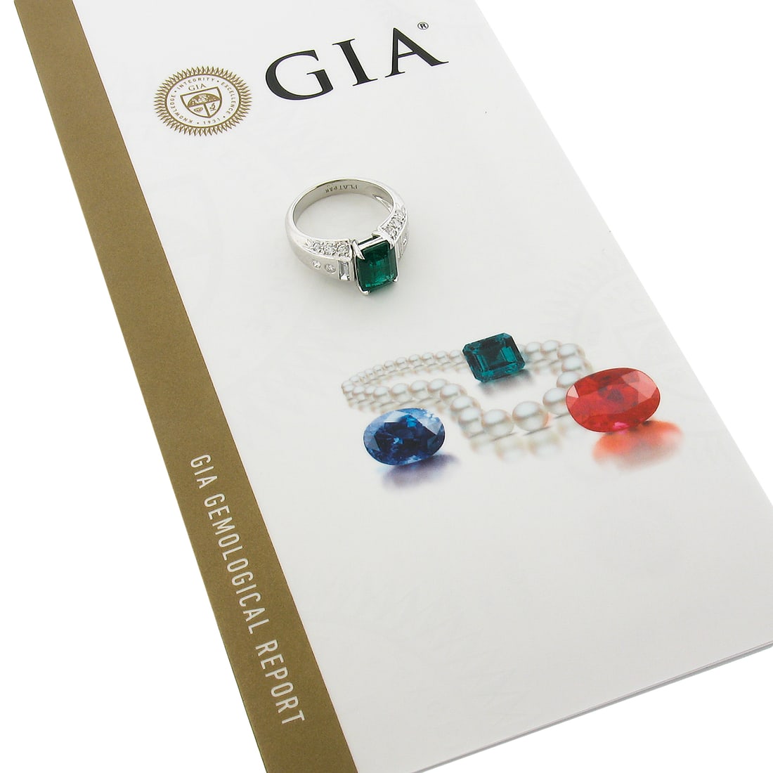 GIA Certified 3.67ct Platinum Octagonal Green Emerald Diamond Ring (1 of 9)