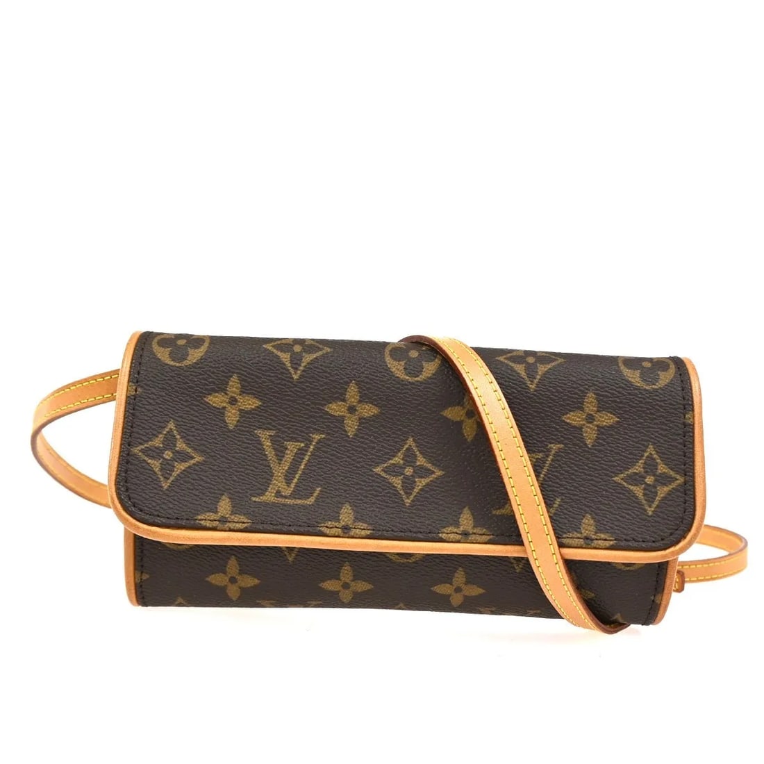 Louis Vuitton Twin Womens Monogram Canvas Shoulder Bag Brown: Louis Vuitton Twin Womens Monogram Canvas Shoulder Bag Brown This Louis Vuitton Twin Handbag is crafted from signature Monogram canvas with leather accents, designed for women. The bag features a brow