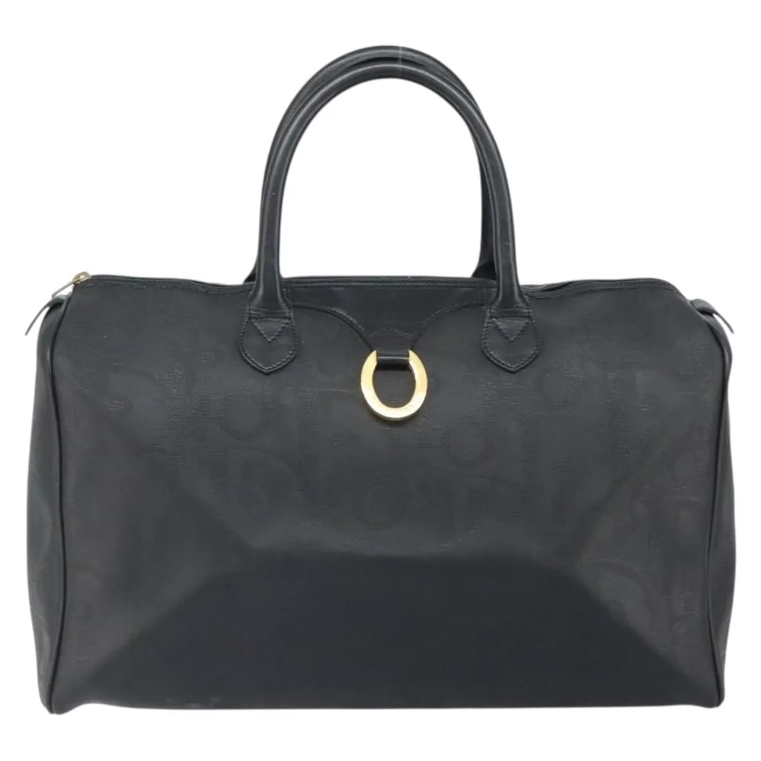 Vintage Dior Trotter Boston Black Canvas Handbag 43cm: Vintage Dior Trotter Boston Black Canvas Handbag 43cm This Christian Dior Vintage Trotter Boston Bag is crafted from canvas in black and features the classic Trotter pattern. Designed for women, the b