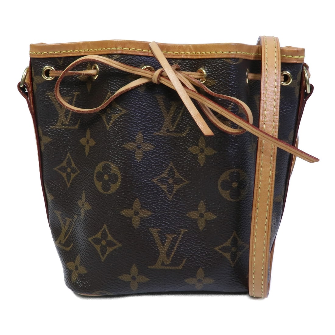 Louis Vuitton Nano Noe Monogram Brown Shoulder Bag M41346: Louis Vuitton Nano Noe Monogram Brown Shoulder Bag M41346 Louis Vuitton Nano Noe shoulder crossbody bag in brown Monogram coated canvas. This women's bag is made in France and is described in AB: Very