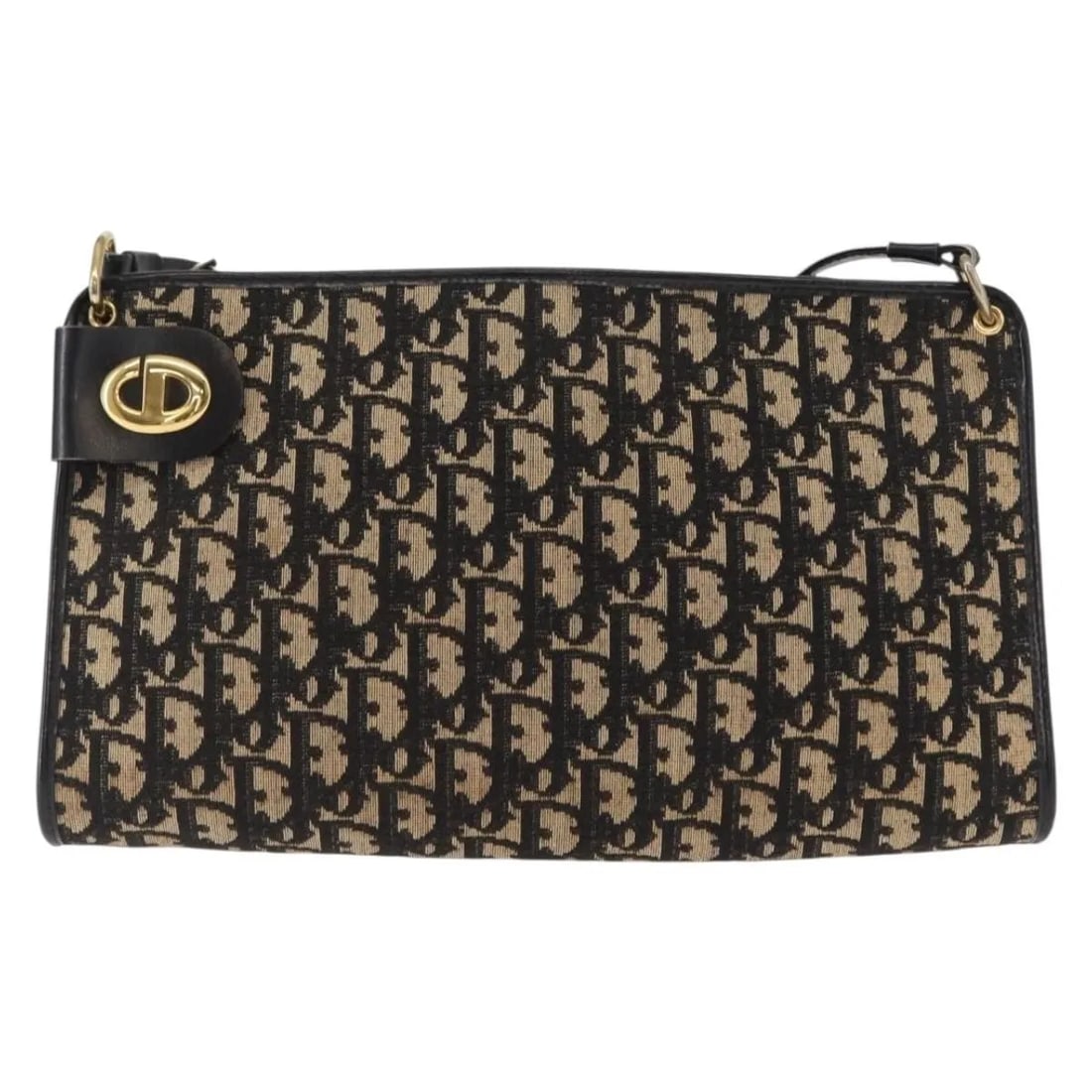 Christian Dior Vintage CD Trotter Black Canvas Shoulder Bag: Christian Dior Vintage CD Trotter Black Canvas Shoulder Bag This vintage Christian Dior CD Trotter shoulder bag for women features black canvas construction with leather accents and metal fittings. Th