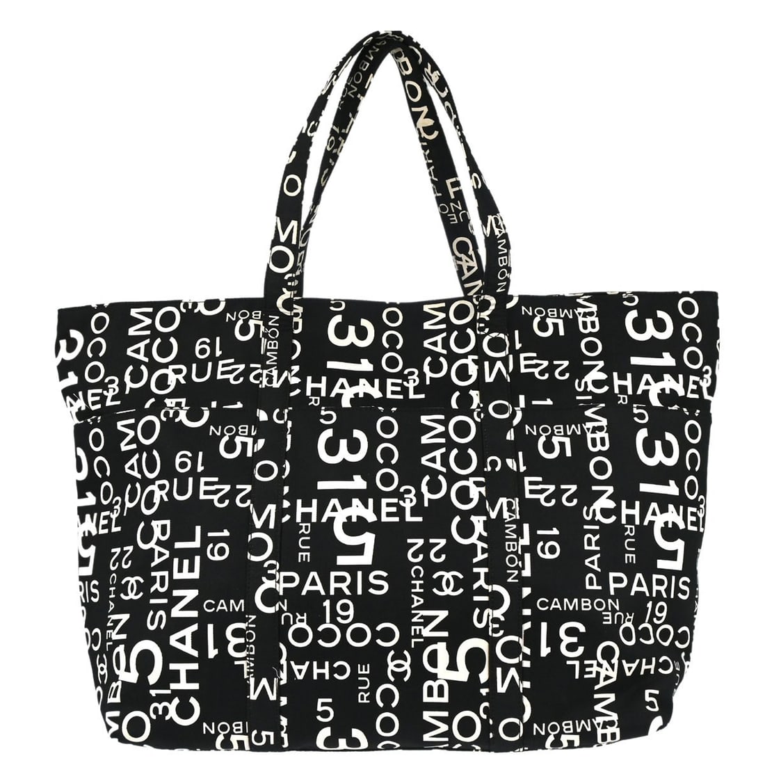 CHANEL By Sea Extra Large Black Canvas Tote Bag: CHANEL By Sea Extra Large Black Canvas Tote Bag Extra-large Chanel By Sea tote bag in black canvas with logo accents. This women's casual tote is made in Italy and features multiple exterior and inter