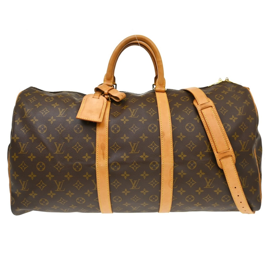 Vintage Louis Vuitton Keepall Bandouliere 55 Monogram Travel Duffle M41414: Vintage Louis Vuitton Keepall Bandouliere 55 Monogram Travel Duffle M41414 Vintage Louis Vuitton Keepall Bandouliere 55 travel bag in Monogram canvas with leather trim and double handles. This extra l