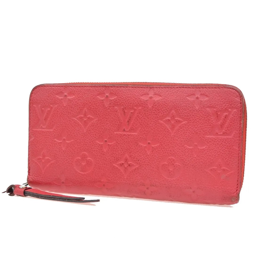 Louis Vuitton Zippy Wallet Red Leather Unisex 19.5cm by 10cm: Louis Vuitton Zippy Wallet Red Leather Unisex 19.5cm by 10cm Louis Vuitton Portefeuille Zippy wallet crafted from red Monogramme Empreinte leather, designed for unisex use. The wallet features multipl