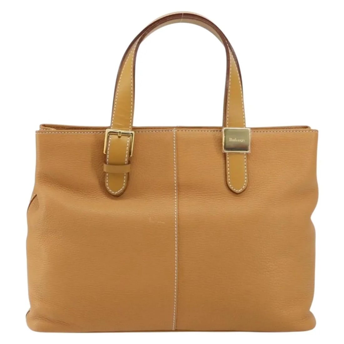 Burberry Vintage Beige Leather Tote Bag: Burberry Vintage Beige Leather Tote Bag This Burberry vintage tote bag is crafted from beige leather, designed for female use. It features a spacious interior with pockets and metal fittings. The bag 