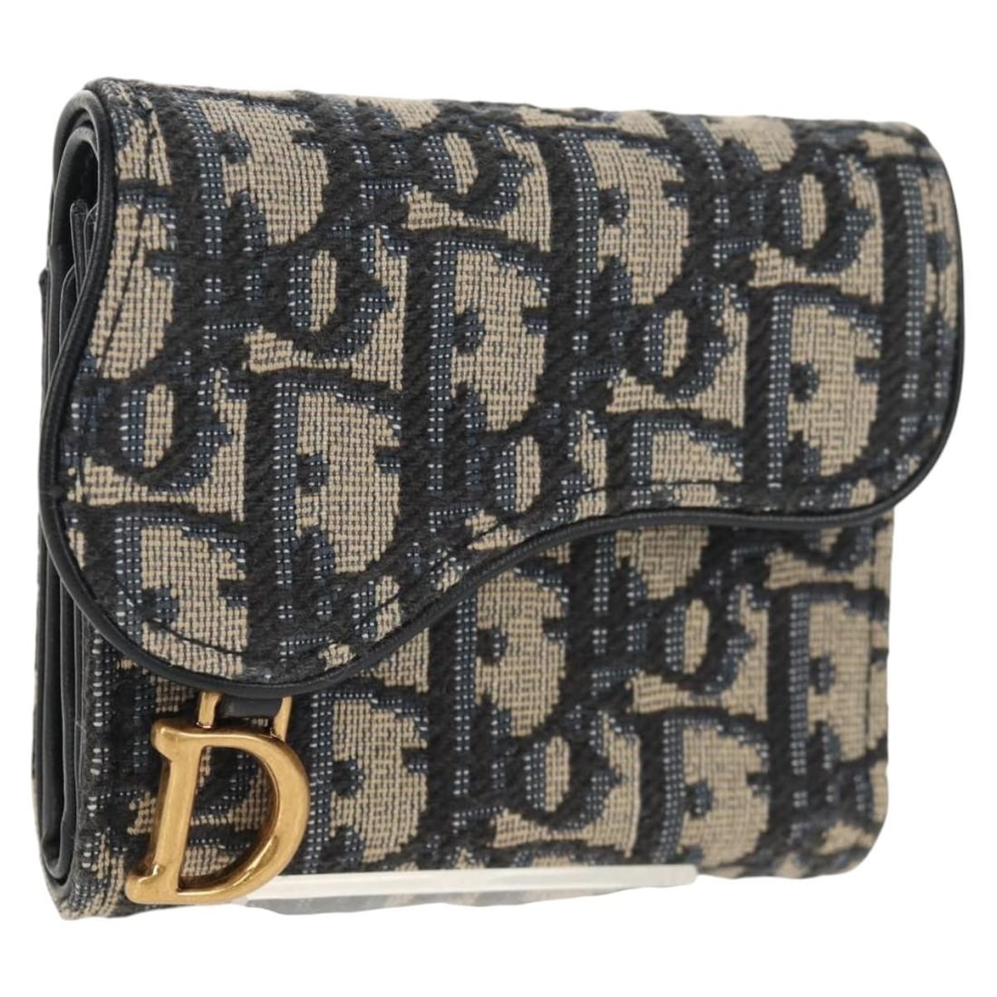 Christian Dior Oblique Trotter Canvas Wallet Navy Gold: Christian Dior Oblique Trotter Canvas Wallet Navy Gold Christian Dior wallet in navy and gold Trotter Canvas, made in Italy. Includes the dust bag and item box. Condition is rated A, with slight rubbi