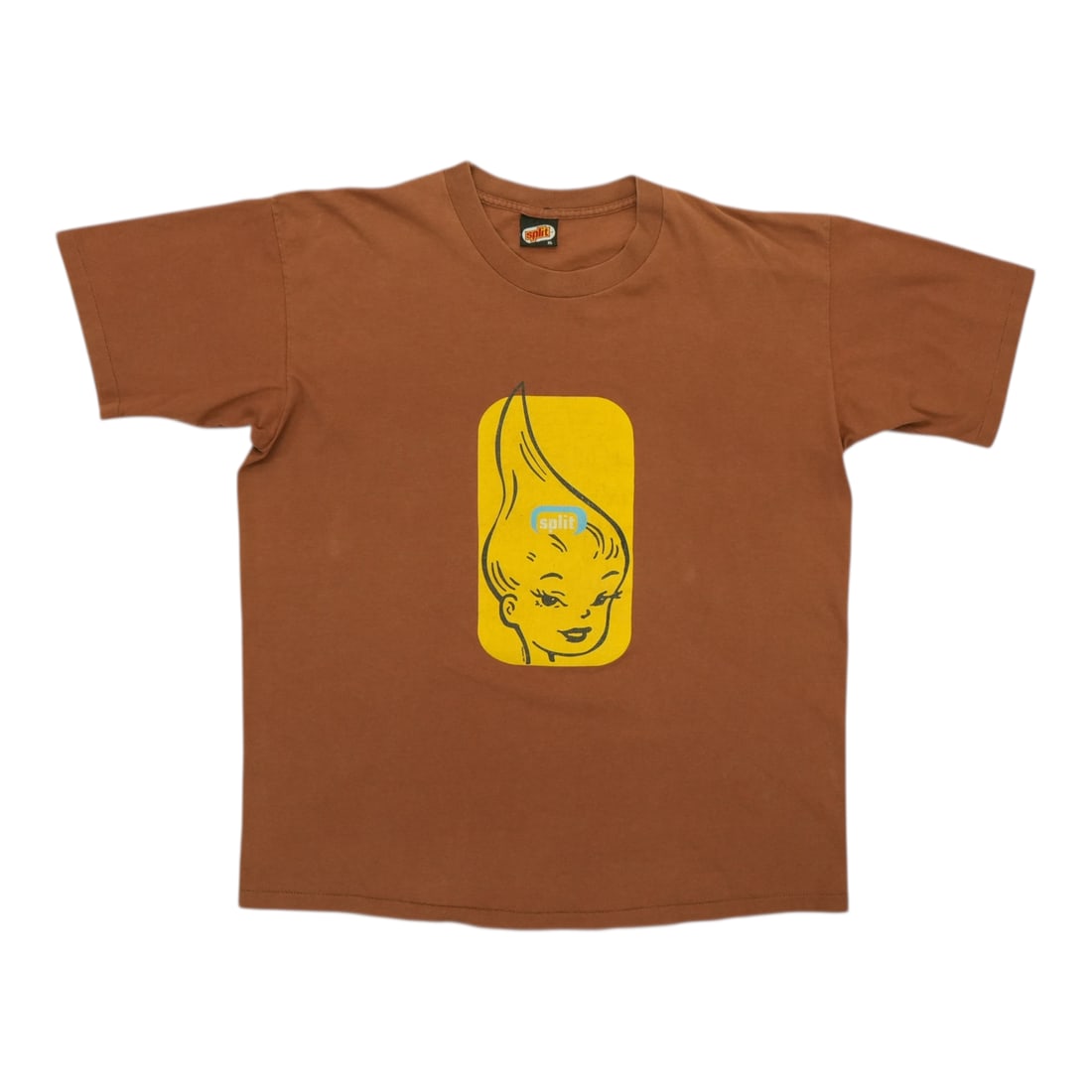 Vintage 1990s Split Skateboards Brown Cotton Graphic T Shirt Extra Large (1 of 5)