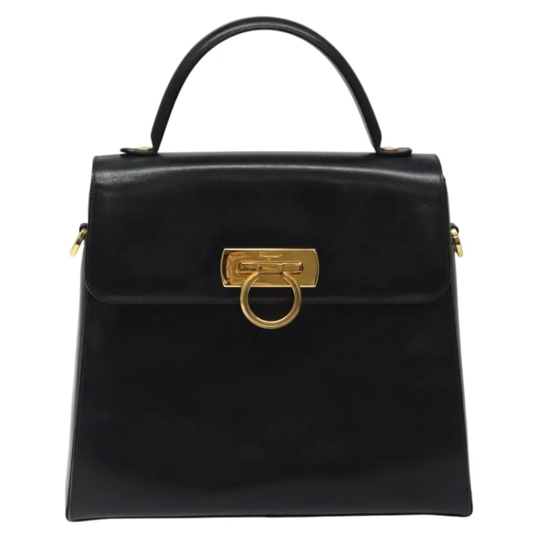 Black Leather Handbag Salvatore Ferragamo Convertible Top Handle (1 of 18)