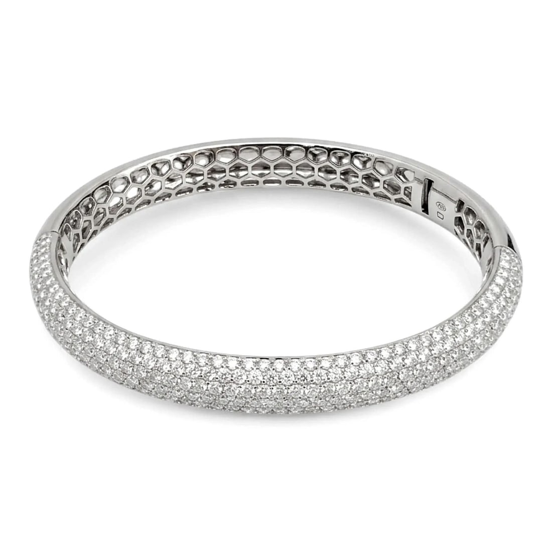 Memoire 18k White Gold Diamond Pave Bangle Bracelet 7.21ctw (1 of 4)