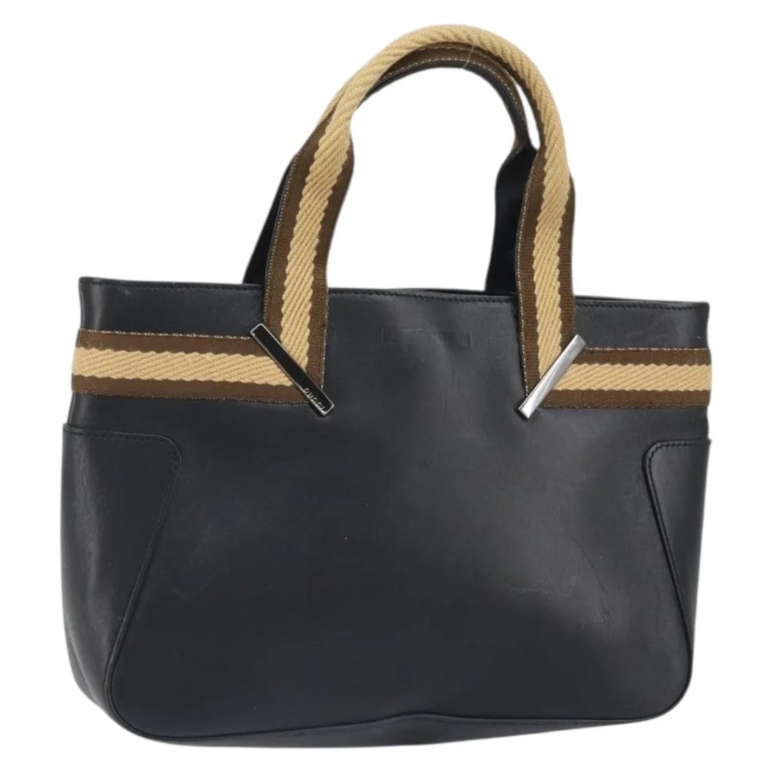 Gucci Vintage Web black leather tote bag: Gucci Vintage Web black leather tote bag This Gucci Vintage Web Tote is crafted from black leather and features the iconic design elements associated with the brand. Made in Italy, the tote is designe