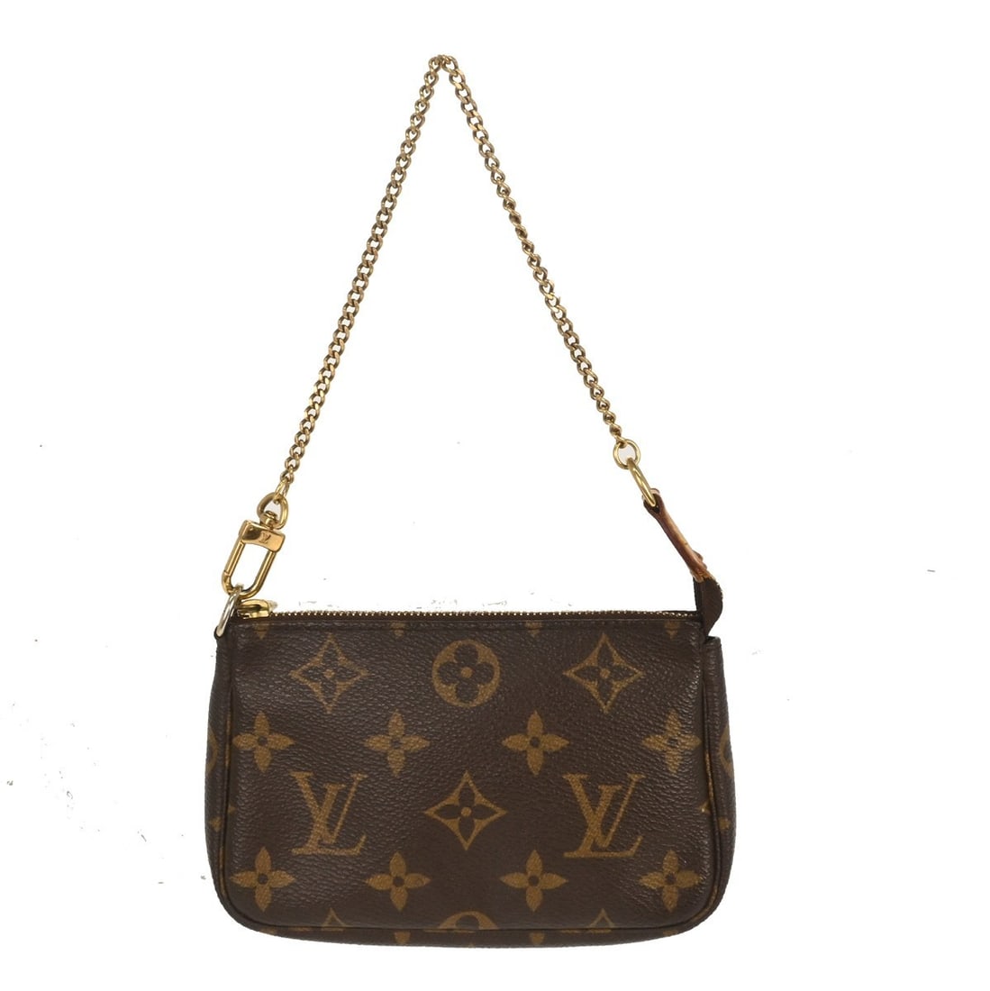 Louis Vuitton Pochette Accessoires Mini Monogram Handbag M58009: Louis Vuitton Pochette Accessoires Mini Monogram Handbag M58009 Vintage Louis Vuitton Monogram Mini Pochette Accessoires handbag in brown Monogram canvas and leather. This compact top-handle bag featu