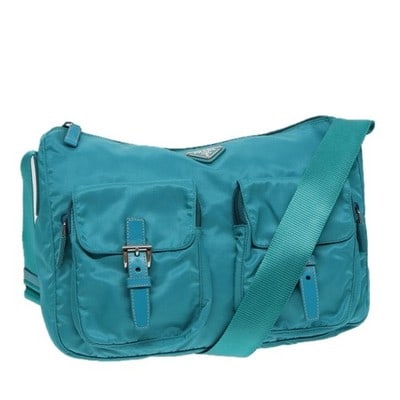 PRADA Turquoise Blue Nylon Shoulder Bag with Dust Bag Card (1 of 18)