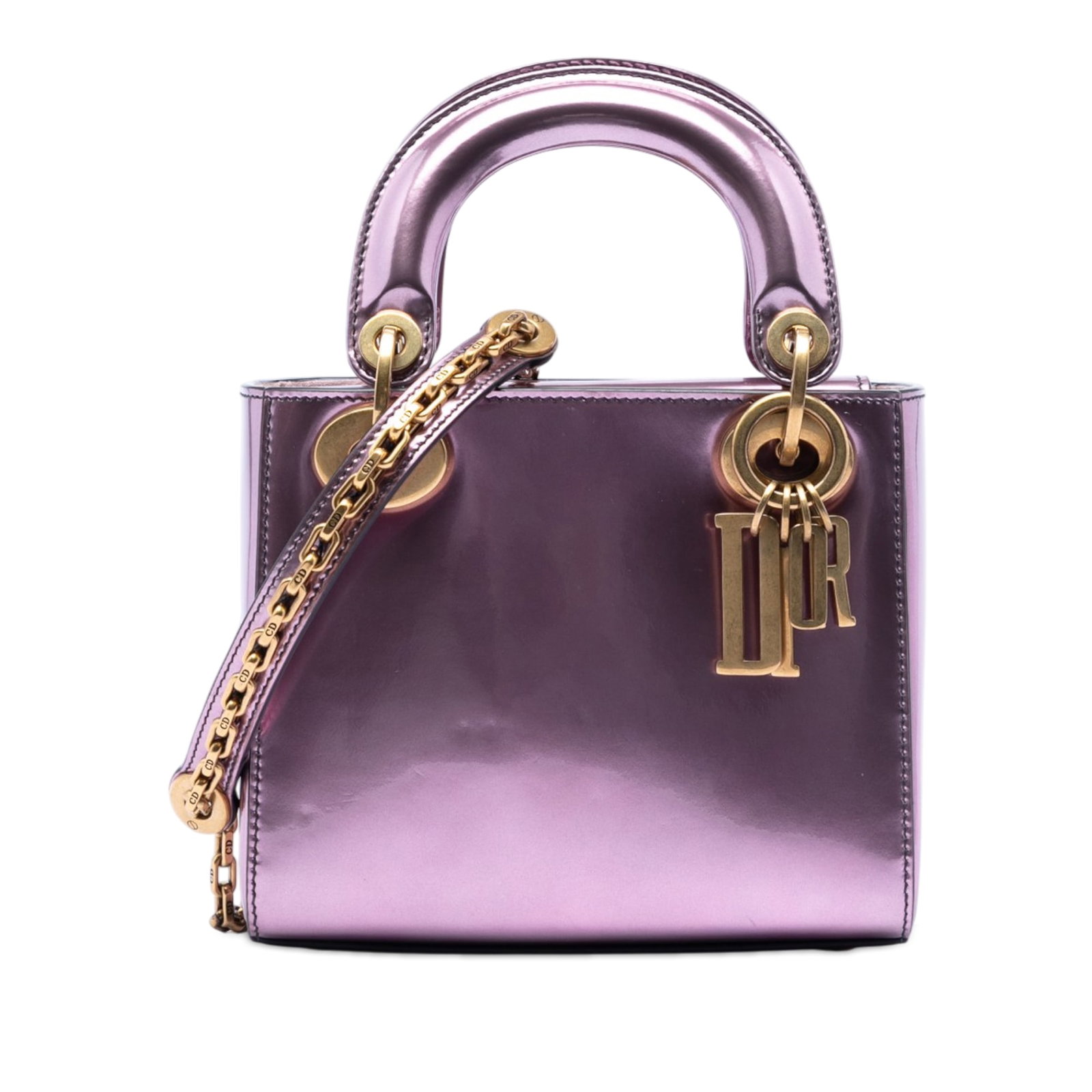 Dior Mini Metallic Patent Lady Bag Pink Leather (1 of 7)