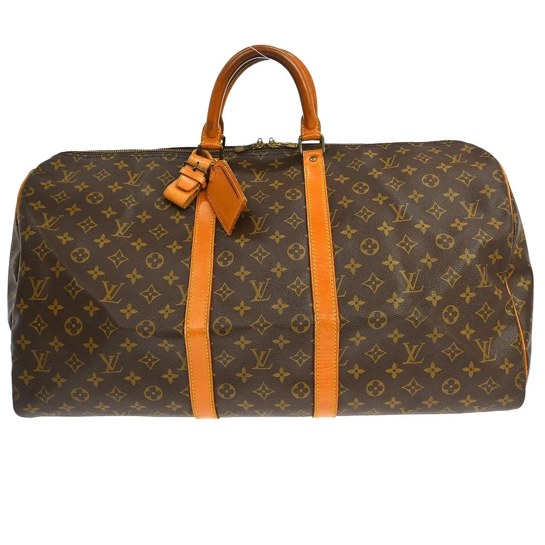 Louis Vuitton Keepall Unisex Brown Canvas Travel Bag: Louis Vuitton Keepall Unisex Brown Canvas Travel Bag Louis Vuitton Keepall in brown monogram canvas. This unisex travel bag is presented in good condition with visible wear, including scuffs, sun tann