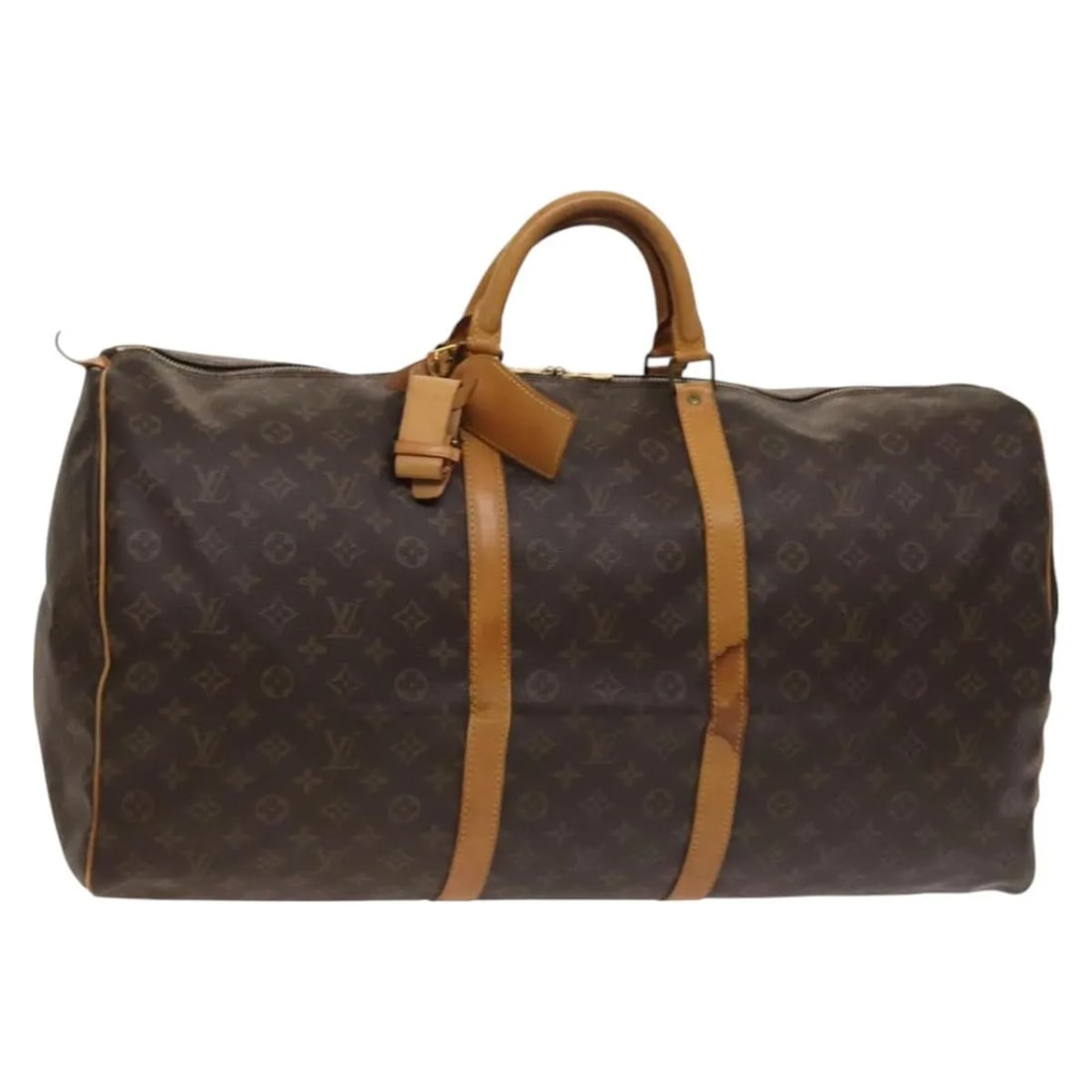 Louis Vuitton Keepall 60 Boston Monogram Canvas Travel Bag: Louis Vuitton Keepall 60 Boston Monogram Canvas Travel Bag This pre-owned Louis Vuitton Keepall 60 Boston bag features the iconic monogram canvas in brown. Designed for unisex use, it shows signs of p