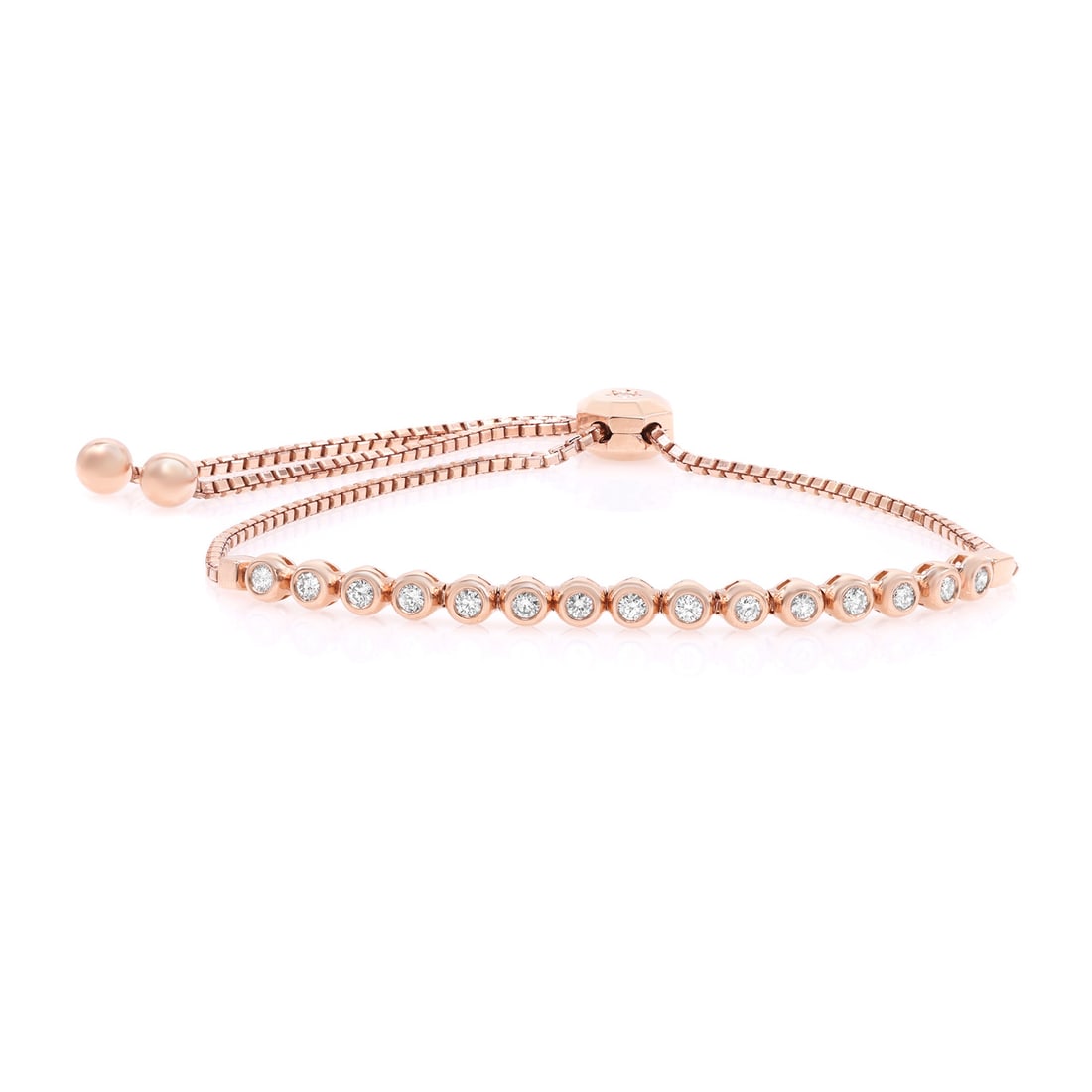 Rachel Koen 14K Rose Gold Diamond Tennis Bracelet 0.48ct Adjustable: Rachel Koen 14K Rose Gold Diamond Tennis Bracelet 0.48ct Adjustable Elevate your accessory collection with this stunning Rachel Koen Bezel Set Diamond Sliding Tennis Bracelet. Crafted from luxurious 1