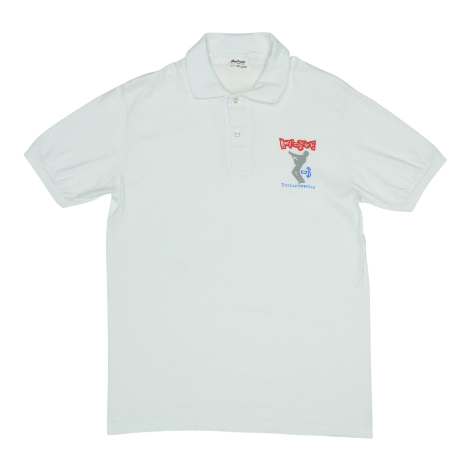 Vintage 1987 David Bowie Tour Crew White Polo Shirt (1 of 4)