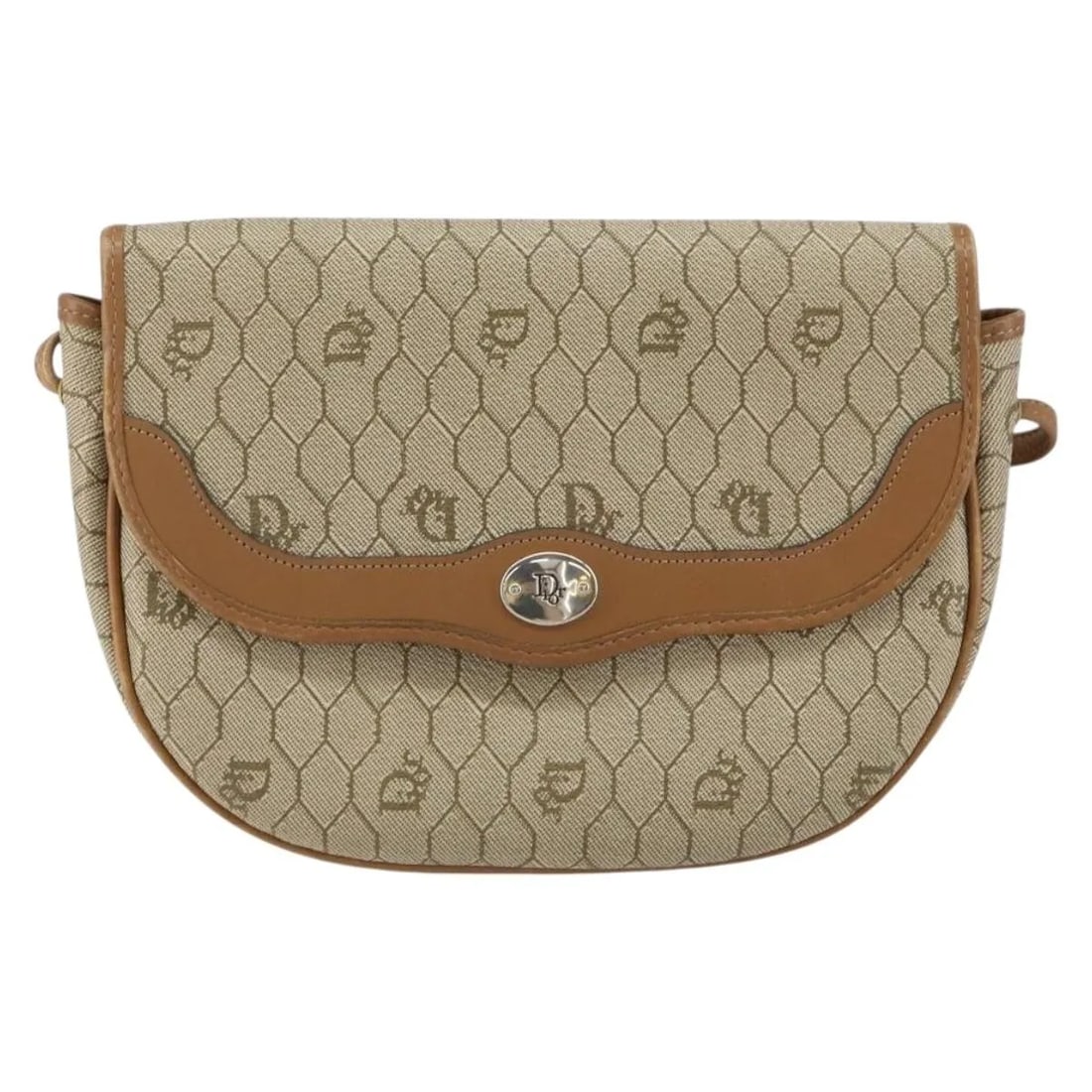 Christian Dior Vintage Honeycomb Shoulder Bag Beige Canvas Leather: Christian Dior Vintage Honeycomb Shoulder Bag Beige Canvas Leather This vintage Christian Dior Honeycomb shoulder bag features beige canvas with leather accents. Designed for women, the bag measures 2