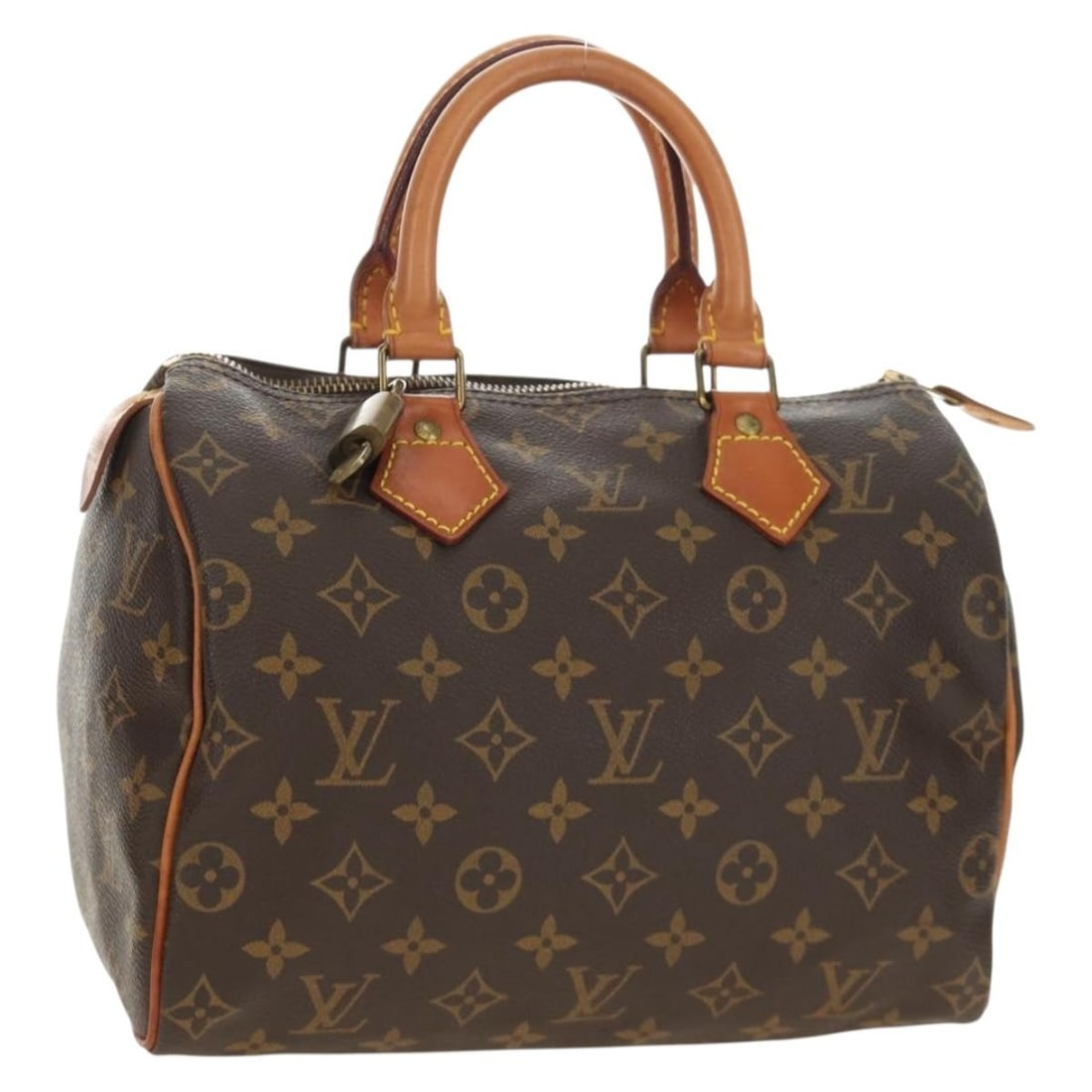 Louis Vuitton M41528 Speedy 25 Monogram Canvas Handbag: Louis Vuitton M41528 Speedy 25 Monogram Canvas Handbag Louis Vuitton Speedy 25 handbag in Monogram canvas, made in France. This women's handbag includes a dust bag, padlock, and one key. Condition is 