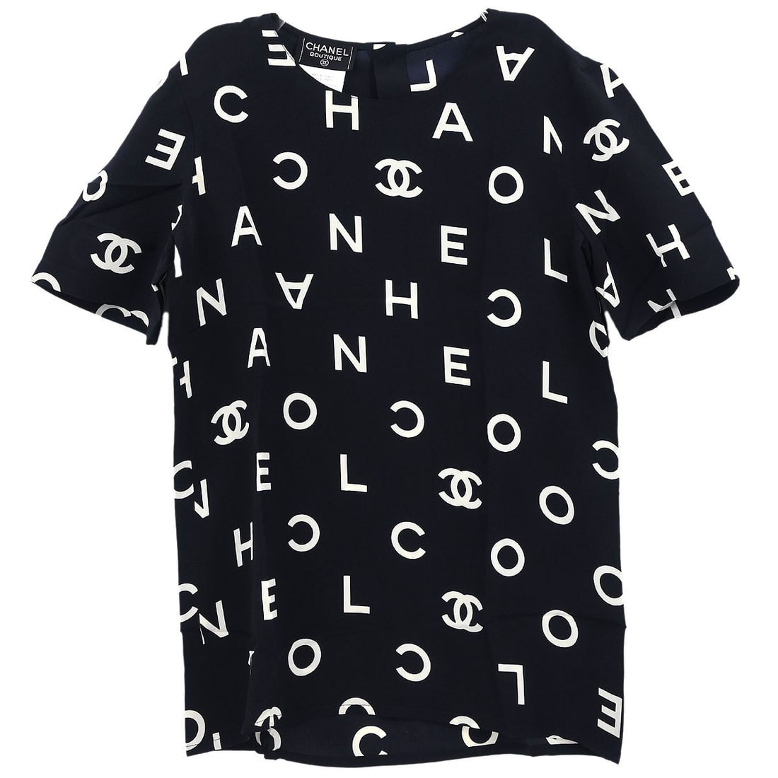 Vintage CHANEL Silk Short Sleeve T Shirt Black Size 34 (1 of 10)