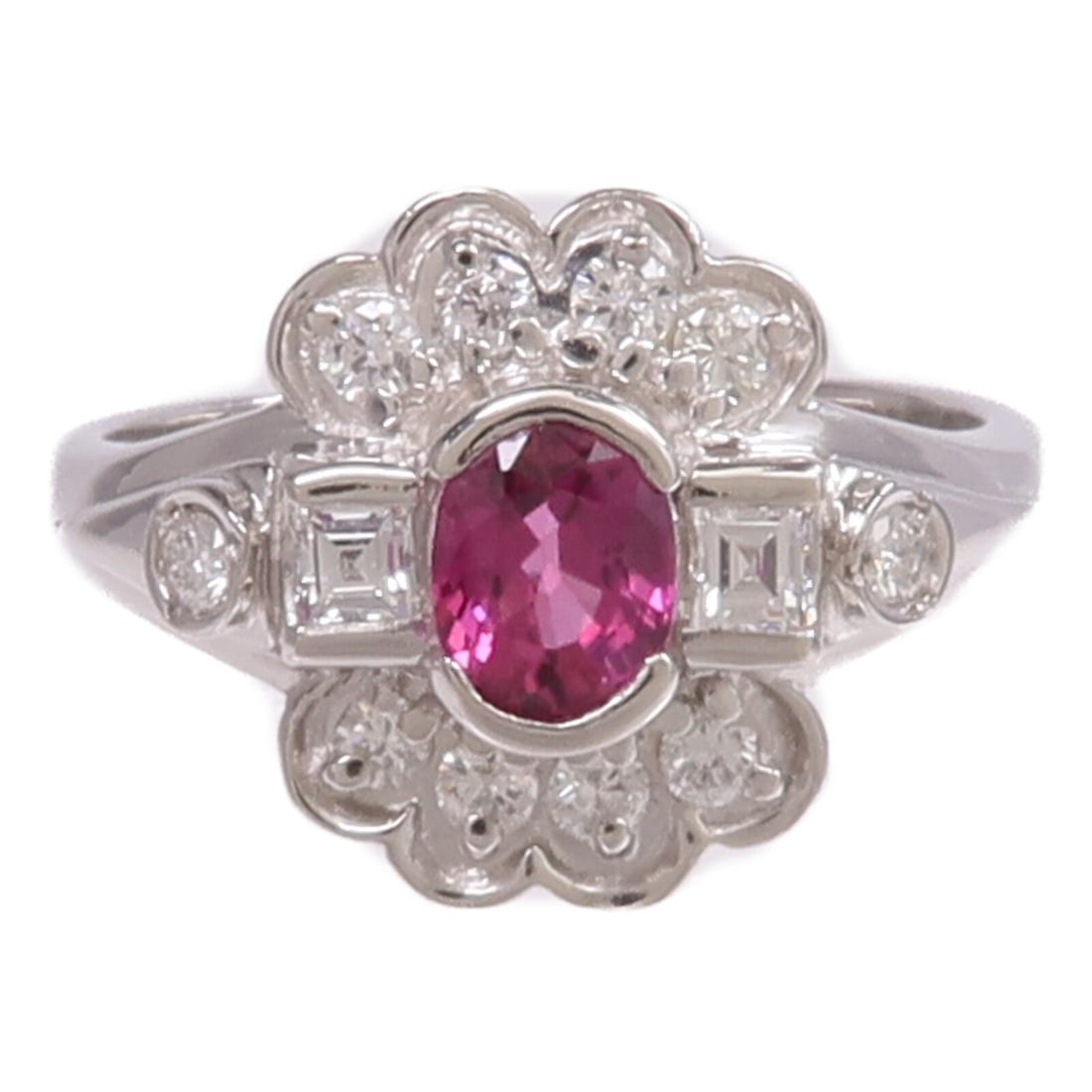 Ruby and Diamond Platinum PT900 Ring Size 5.75 - 2