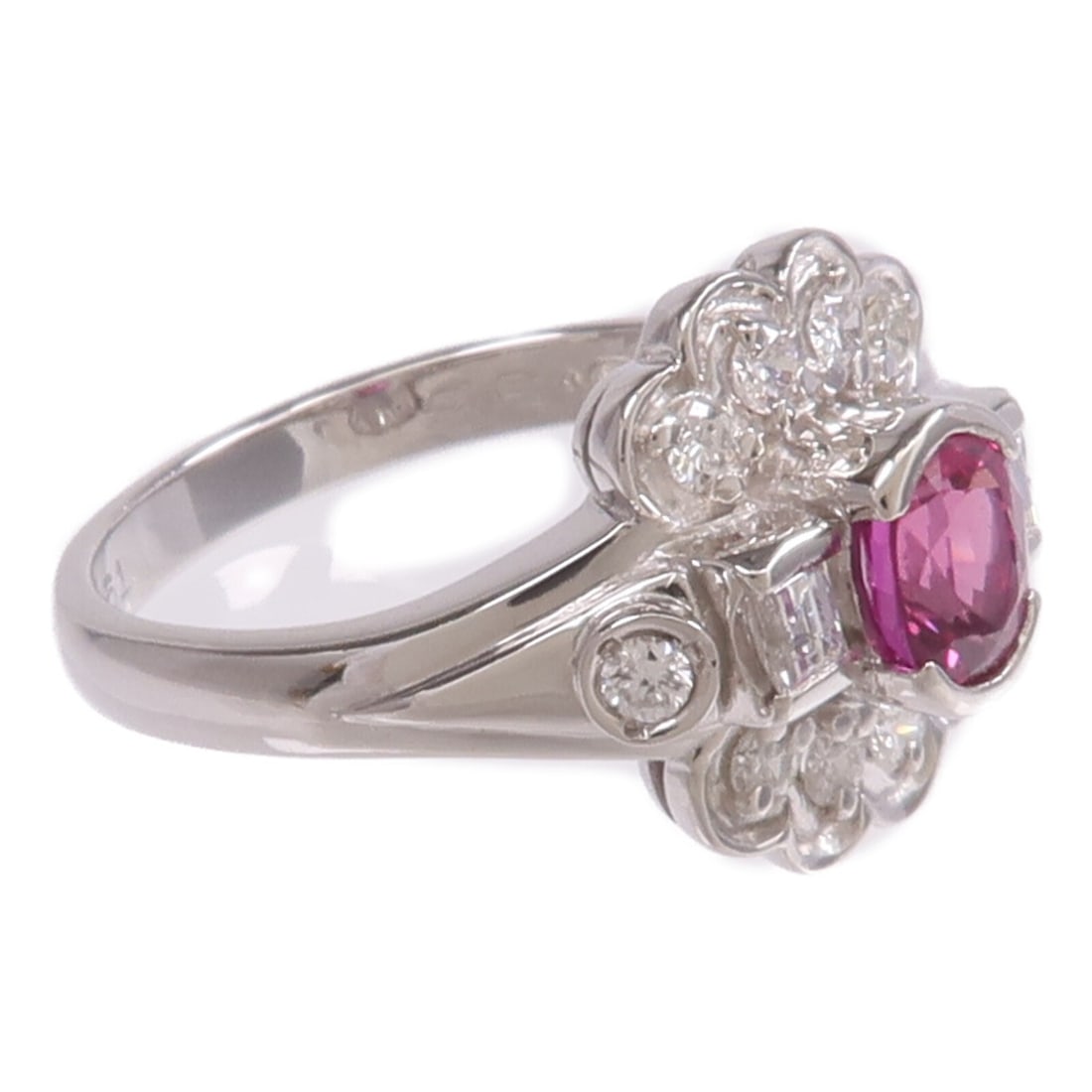 Ruby and Diamond Platinum PT900 Ring Size 5.75 - 4