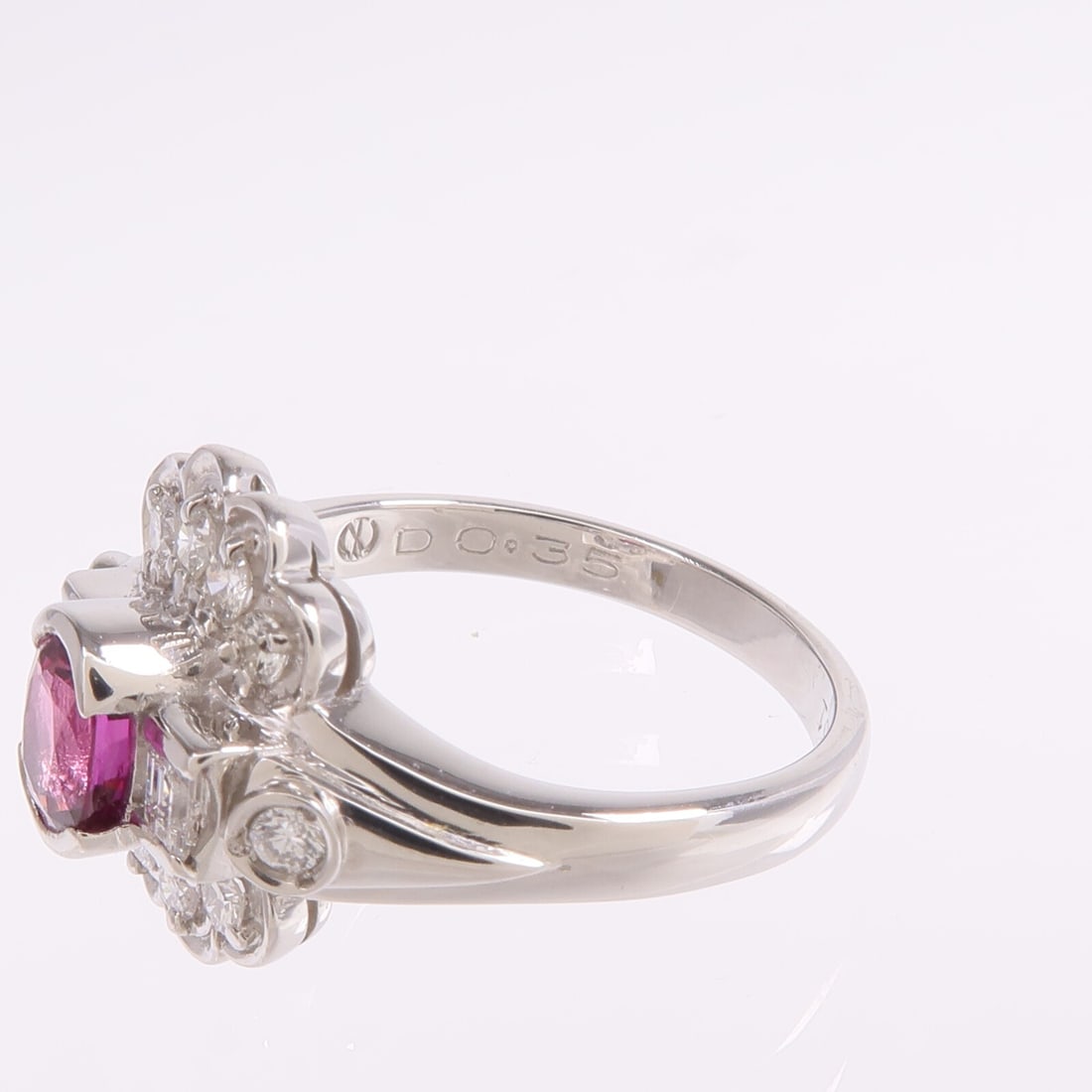 Ruby and Diamond Platinum PT900 Ring Size 5.75 - 5