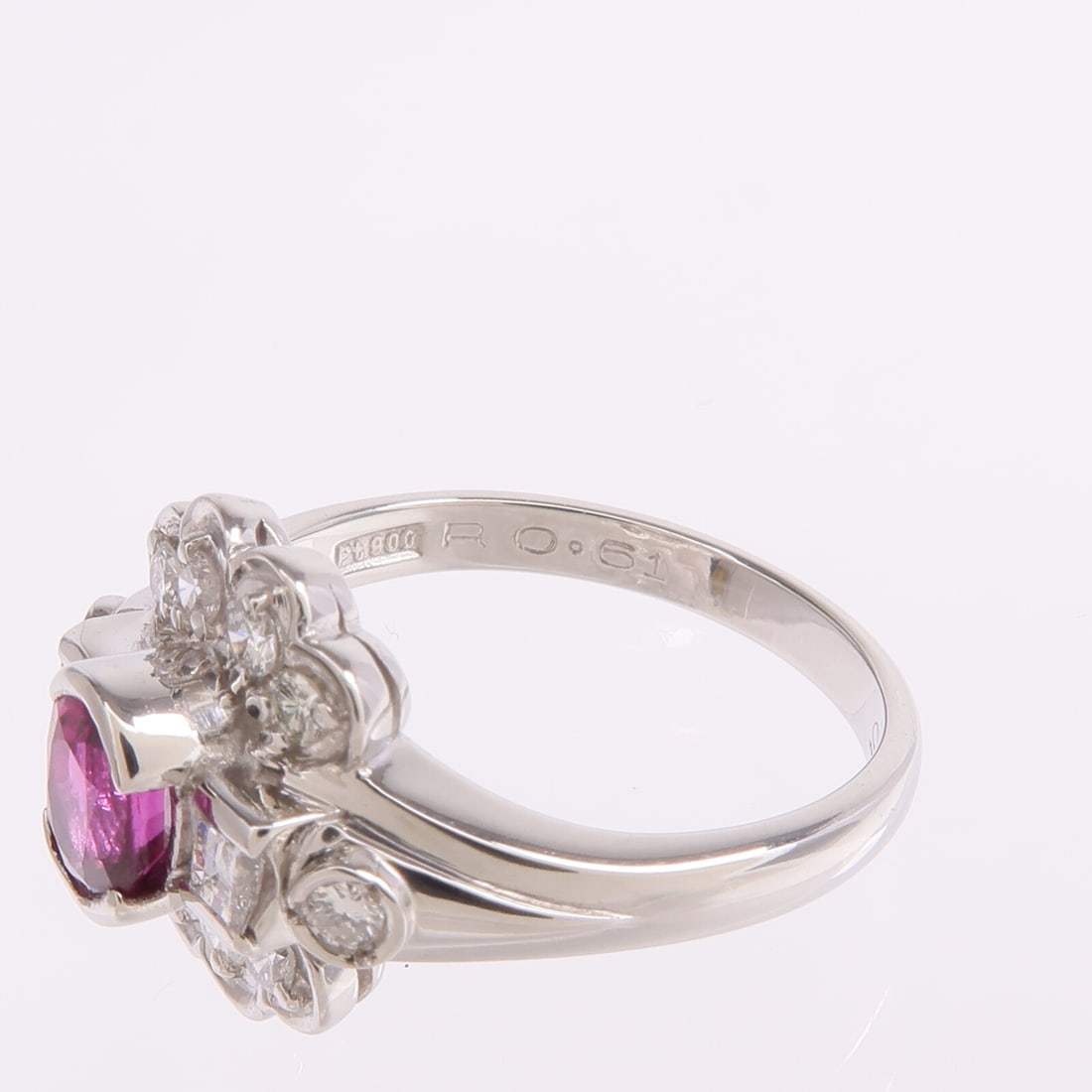 Ruby and Diamond Platinum PT900 Ring Size 5.75 - 6