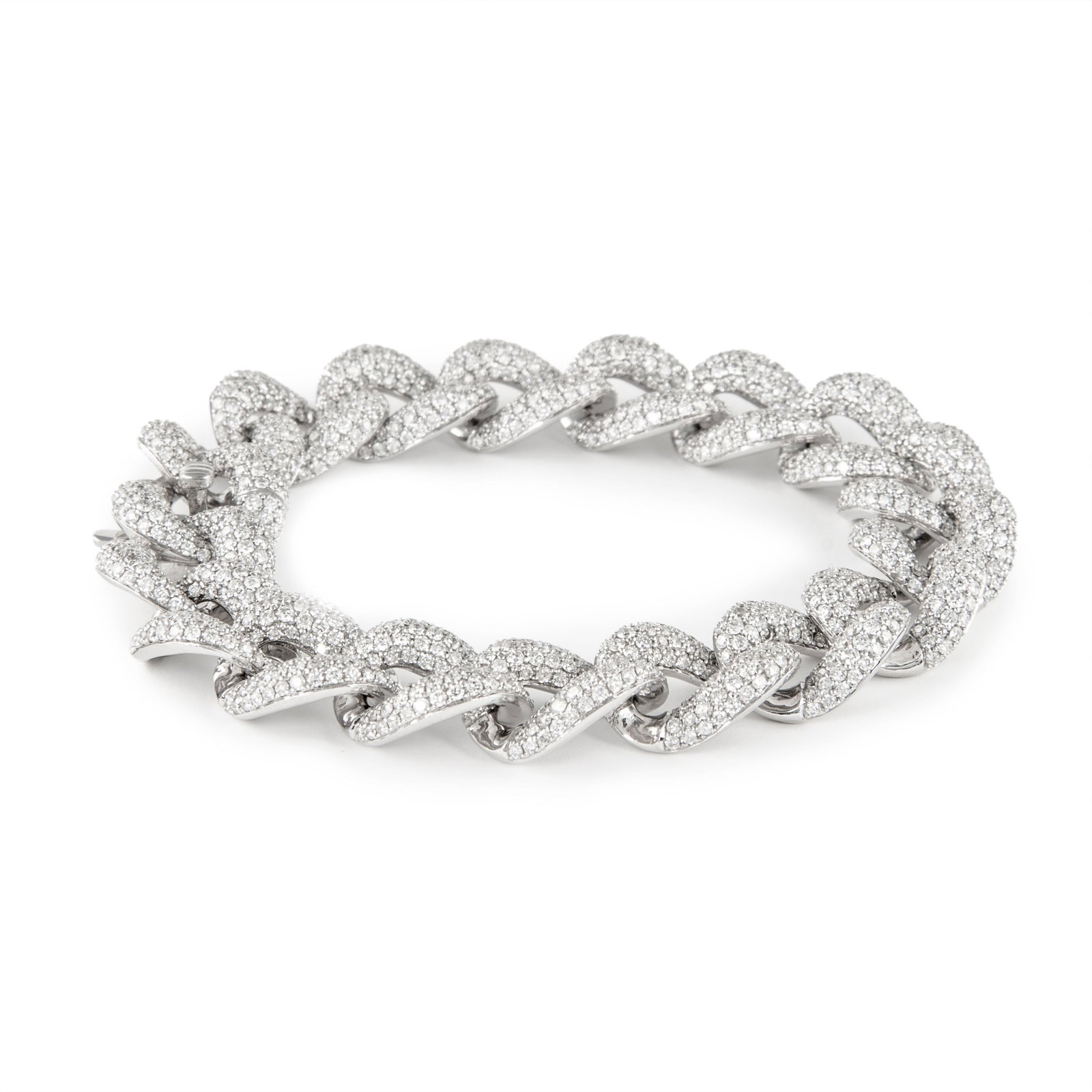 12.27ct Diamond Cuban Link Bracelet 18k White Gold Modern Jewelry: 12.27ct Diamond Cuban Link Bracelet 18k White Gold Modern Jewelry This stunning modern Cuban link bracelet features a total of 12.27 carats of round brilliant diamonds set in luxurious 18k white gold.