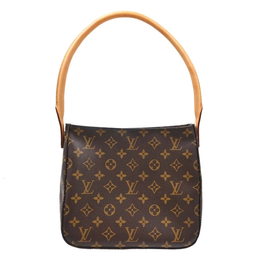 Louis Vuitton Mini Looping Monogram Canvas Top Handle Bag M51146: Louis Vuitton Mini Looping Monogram Canvas Top Handle Bag M51146 Vintage Louis Vuitton Looping MM handbag in brown Monogram canvas with leather trim and a top handle. This women's handbag features a m