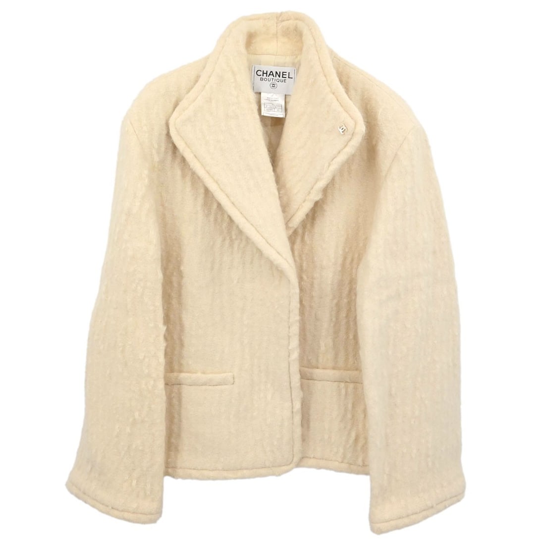 CHANEL 98A Off White Mid Length Single Breasted Women Jacket FR 42 (1 of 15)