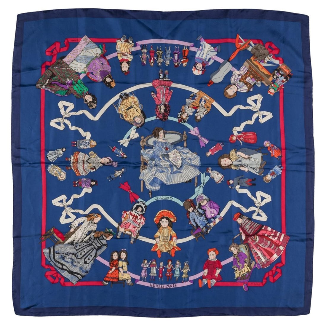 Hermes Hello Dolly silk scarf in blue 35 in (1 of 5)
